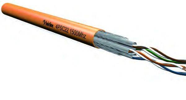 Elmat Schlagheck Datenkabel Cat7A 1500MHz B2ca 4P22 S/FTP LSHF-FR orange TR500m
