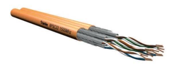 Elmat Schlagheck Datenkabel Cat7A 1500MHz B2ca 2x4P22 S/FTP LSHF-FR orange RG100m
