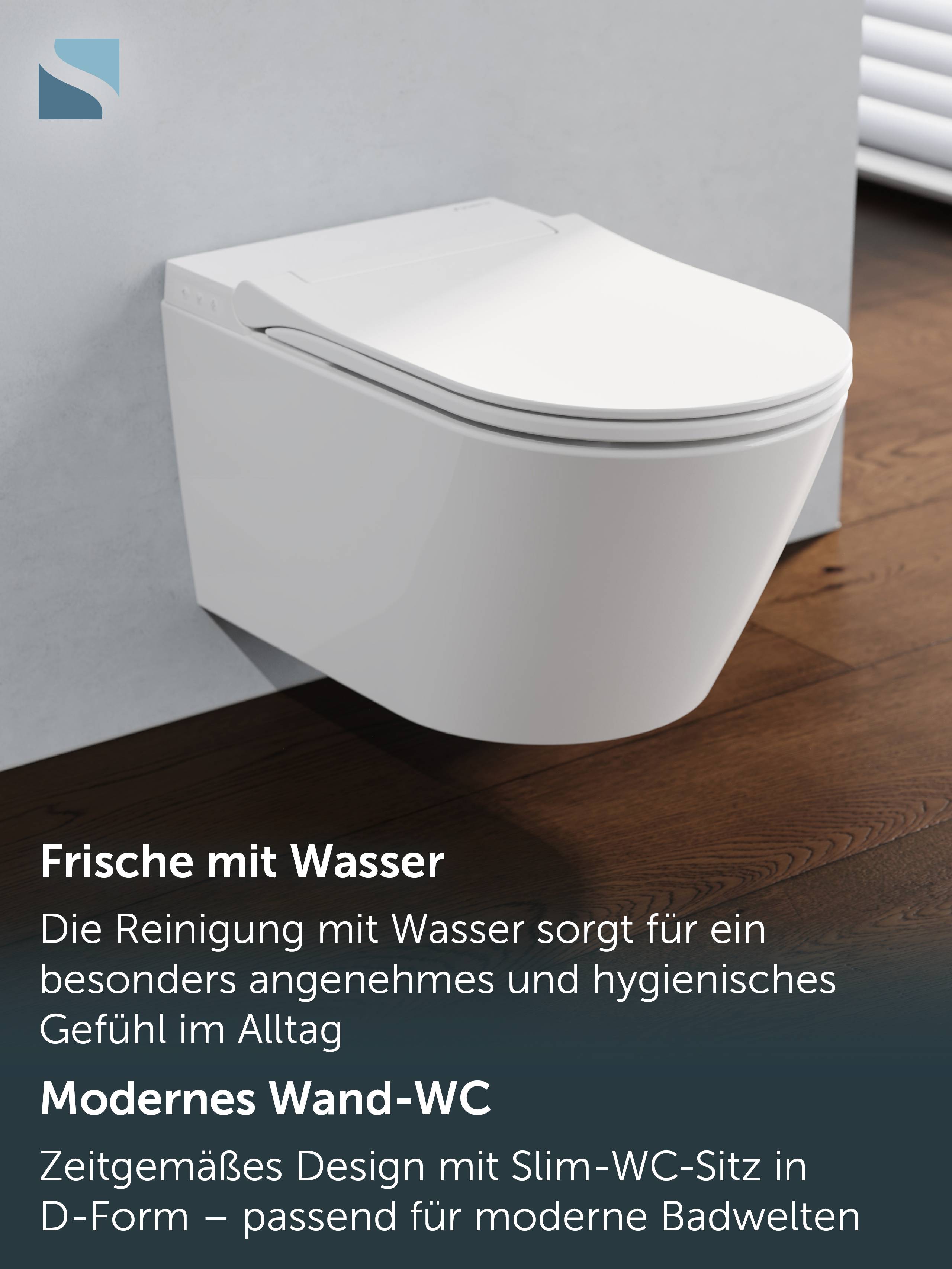 OWANO Dusch-WC, Weiß, Basic, Spülrandlos, Slim
