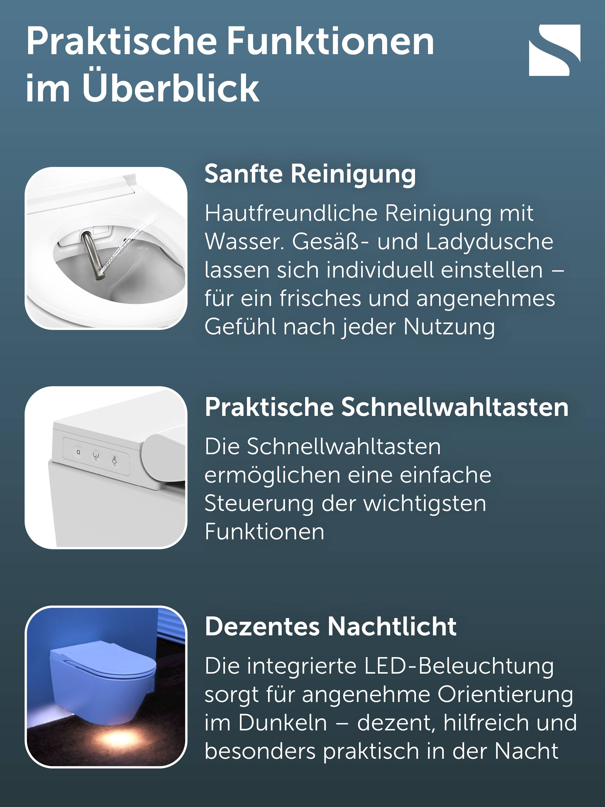 OWANO Dusch-WC, Weiß, Basic, Spülrandlos, Slim