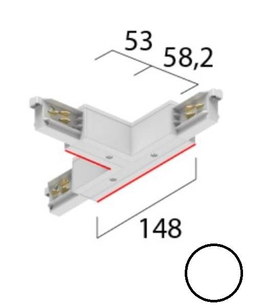 A.A.G. STUCCHI T-Verbinder LB25 3~ Onetrack außen rechts weiß