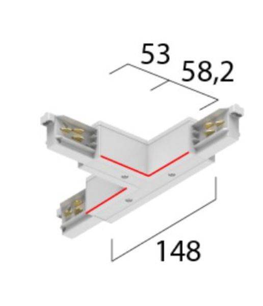A.A.G. STUCCHI T-Verbinder LB25 3~ Onetrack innen links weiß