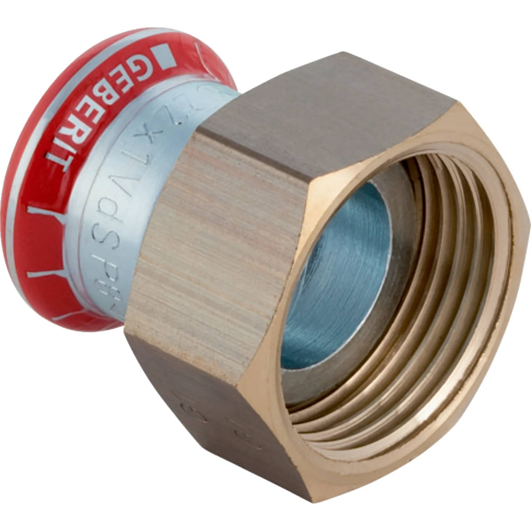 Geberit GE Mapress C-Stahl, Übergang mit Überwurfmutter, MS, d42mm x G2, verzinkt, 4 Stk.