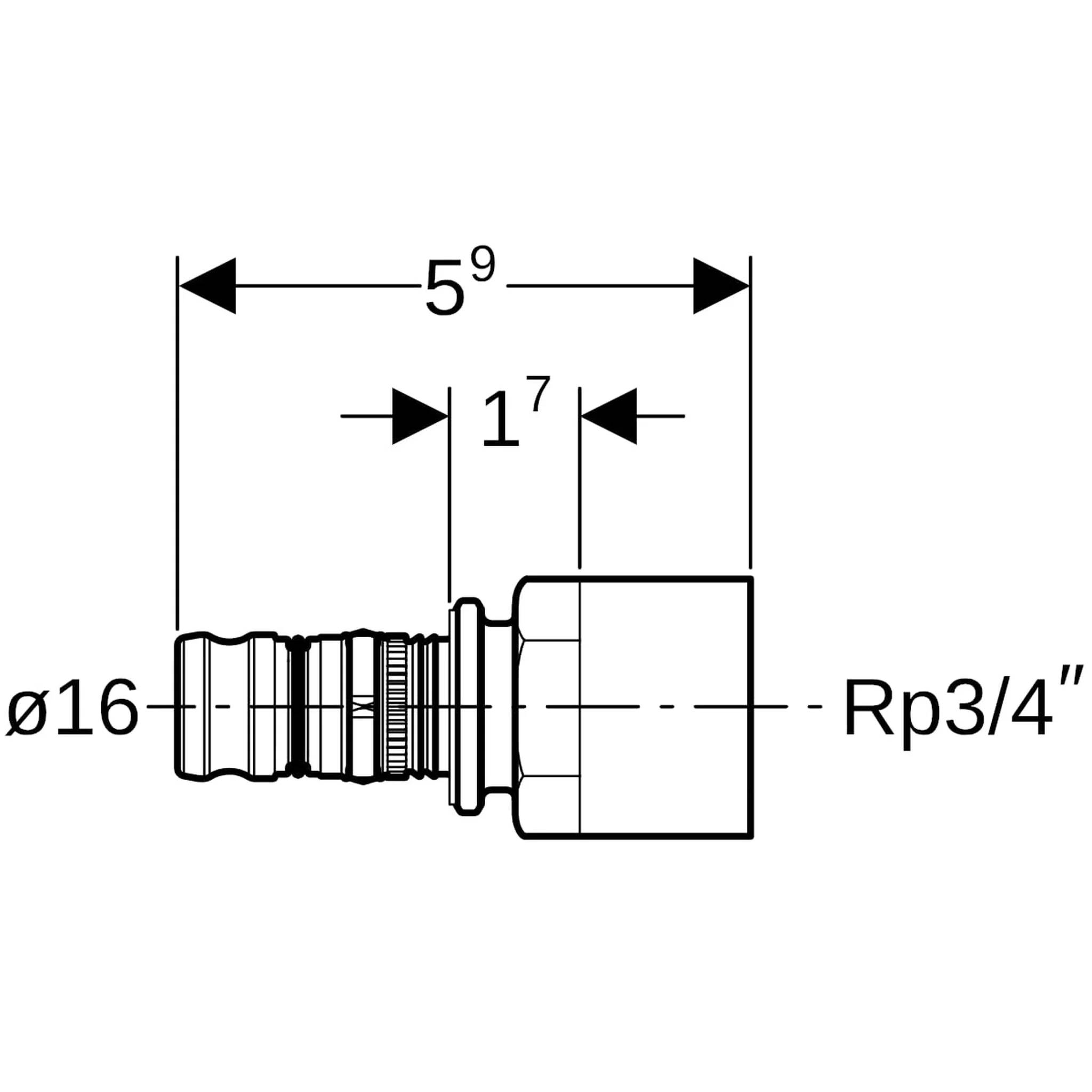 Geberit GE Mepla Übergang, mit Innengewinde, RG, d16mm x Rp3/4, 10 Stk.