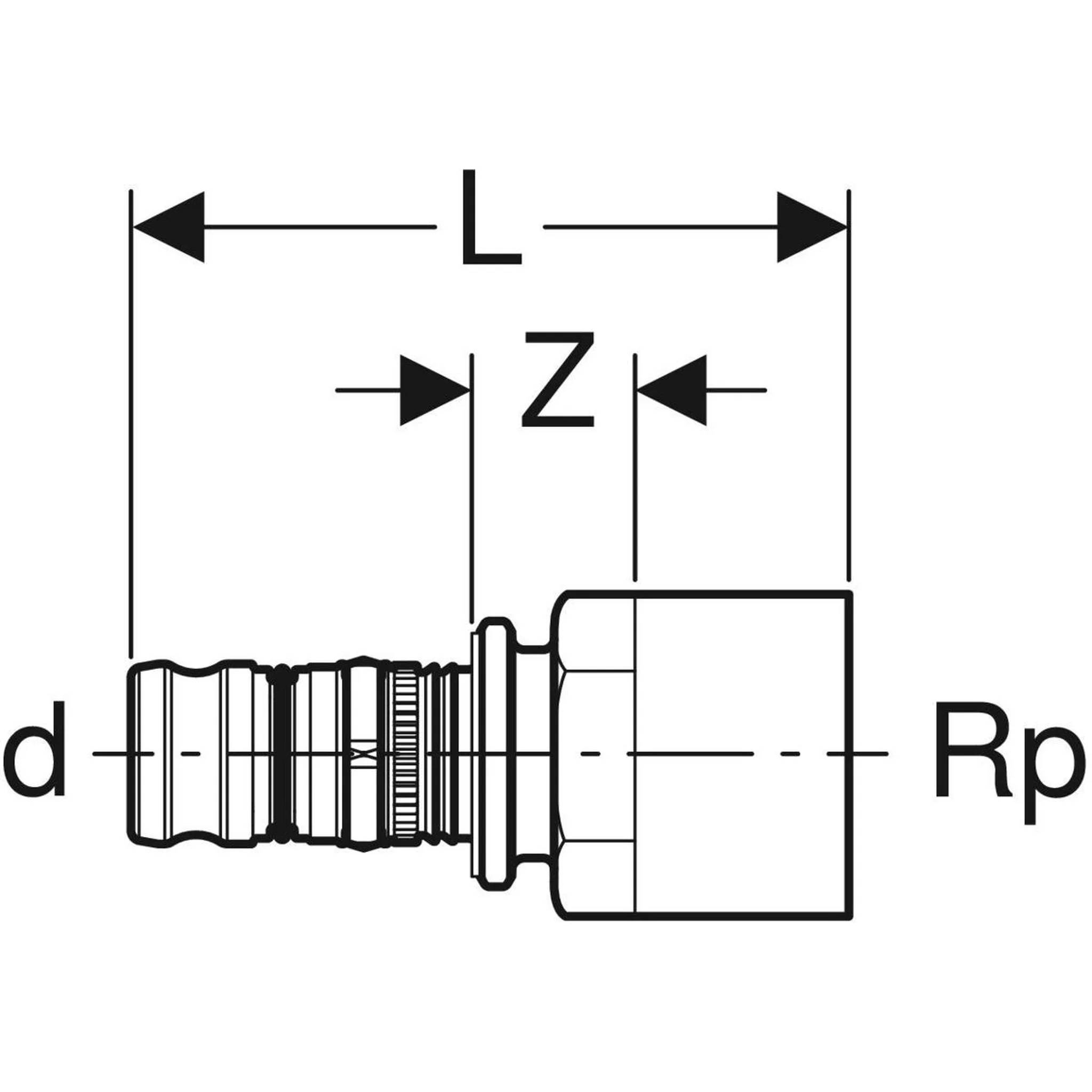 Geberit GE Mepla, Übergang mit Innengewinde, RG, d40mm x Rp1 1/2, 1 Stk.