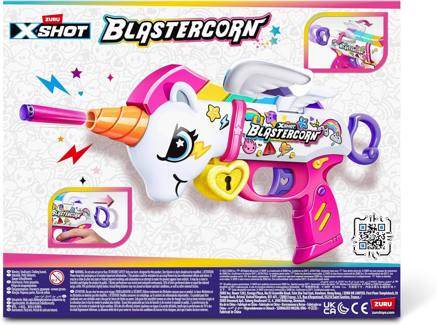 ZURU 36729 - X-SHOT Blastercorn mit 16 Darts - Einhorn-Blaster