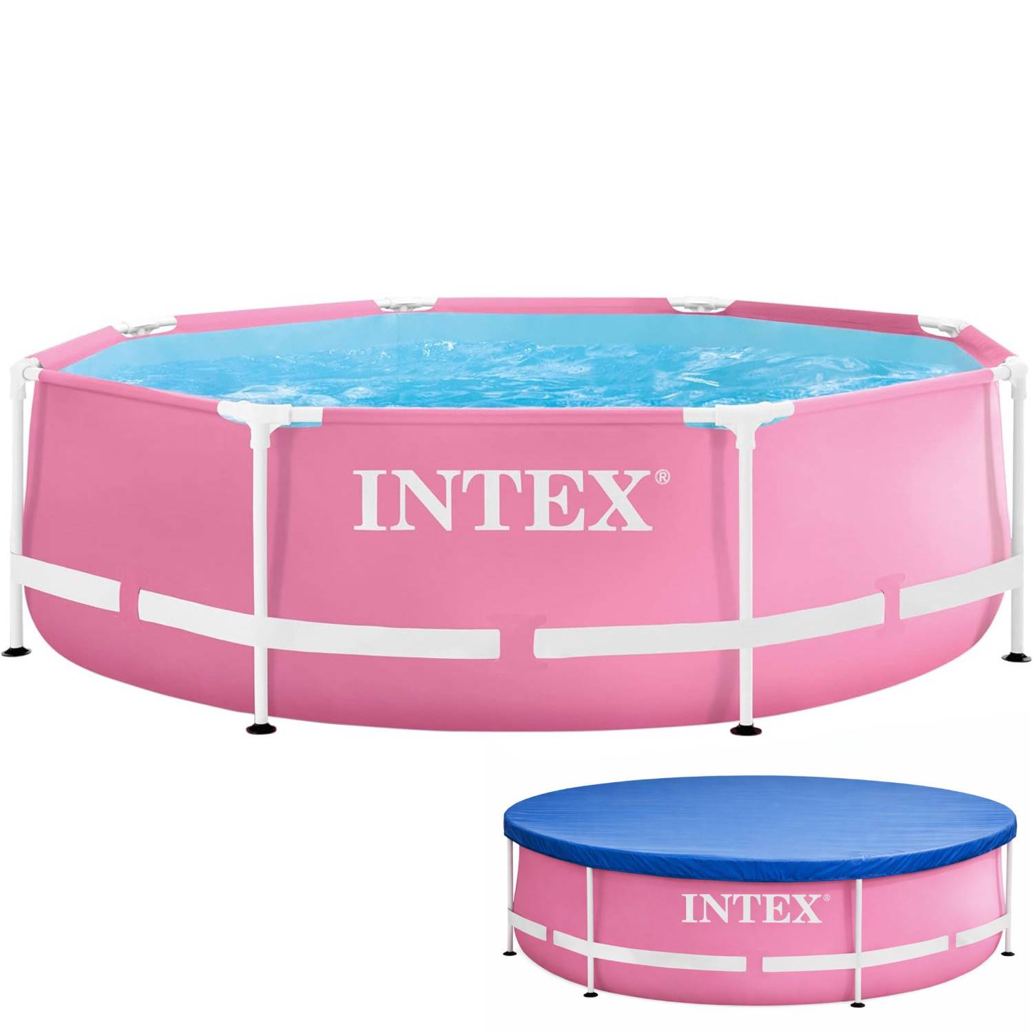 INTEX 28290ND - Pink Metal Frame Pool (244x76cm) Swimmingpool Planschbecken Abdeckplane