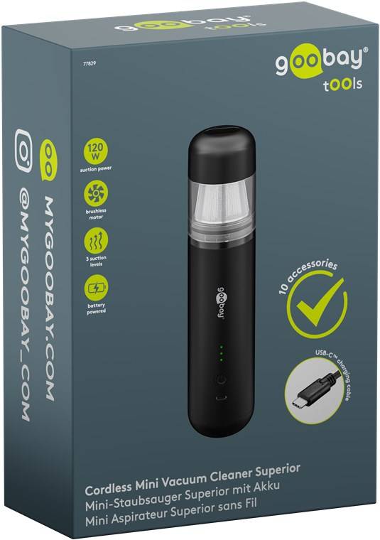 Goobay Mini-Staubsauger Superior mit Akku – kompakt, leistungsstark und vielseitig
