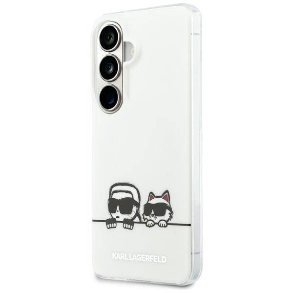 Hülle Karl Lagerfeld Galaxy S26 weiß MagSafe Katze Karl Seiten transparent
