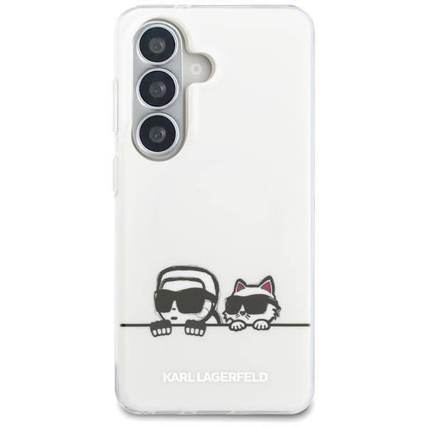 Hülle Karl Lagerfeld Galaxy S26 weiß MagSafe Katze Karl Seiten transparent