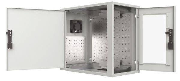 EcoDNT Wandschrank 19-Zoll vertikal WGV2504 BTH: 600x250x545mm 4HE RAL7035