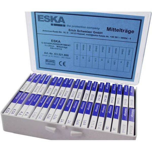 ESKA Schweizer Sicherungssortiment 360x 5x20mm Feinsicherungen mittelträge