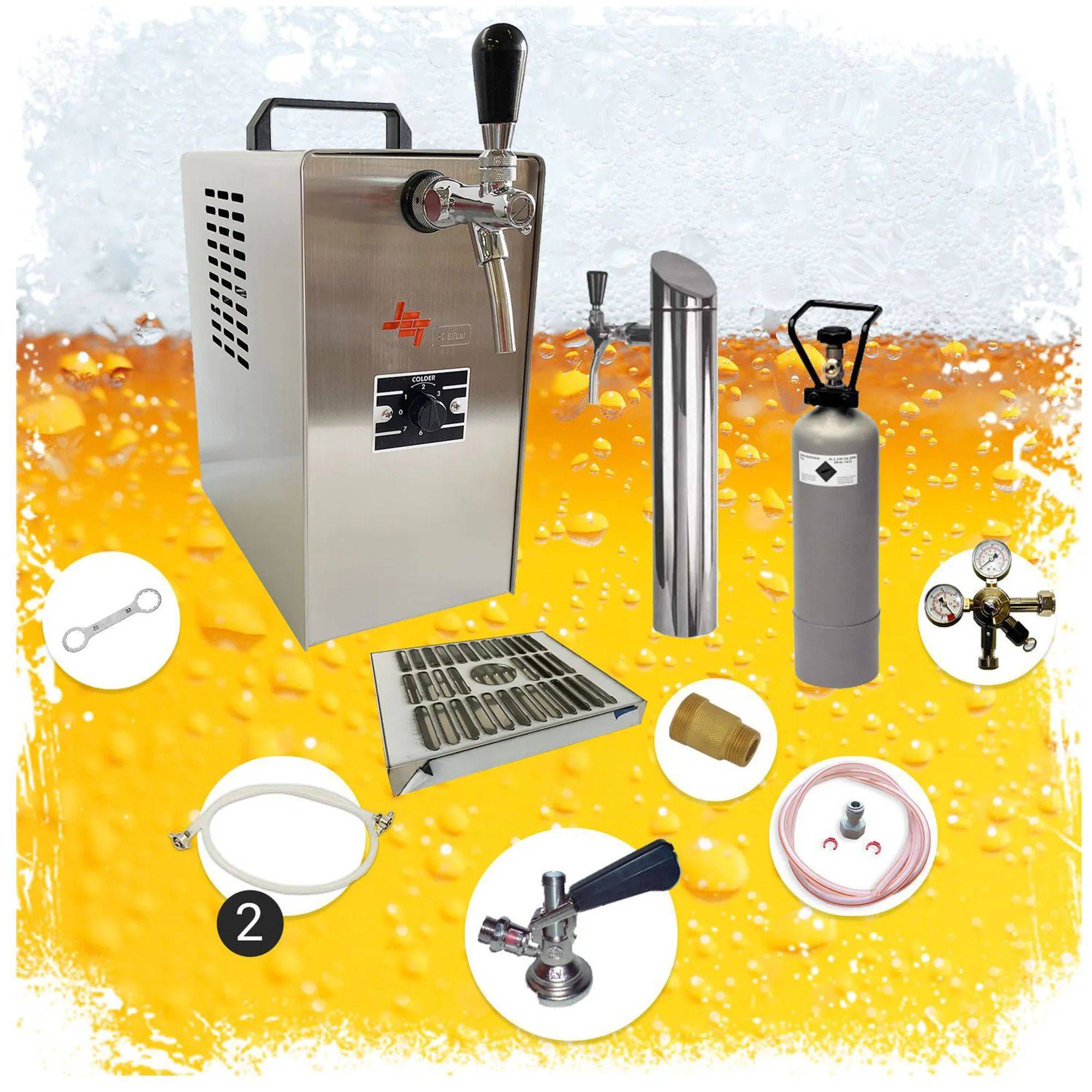 Zapfanlage JET 30 Bierkoffer Komplett Set 1-leitig Trockenkühler 35 L/h