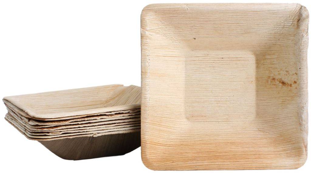 100x eckige Schale aus Palmblatt Größe 18 x 18 cm