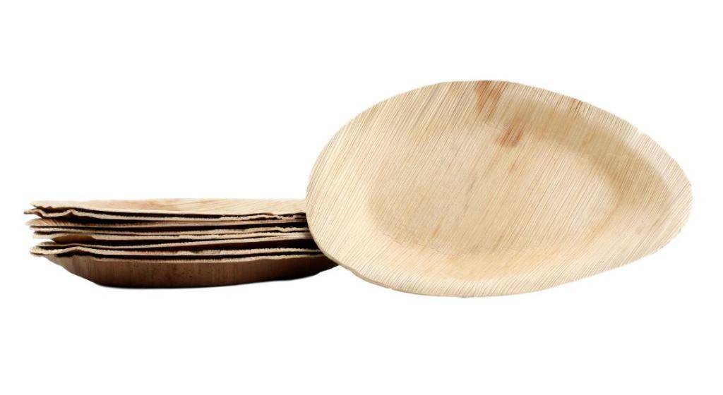 100x ovaler Teller aus Palmblatt Größe 21 cm