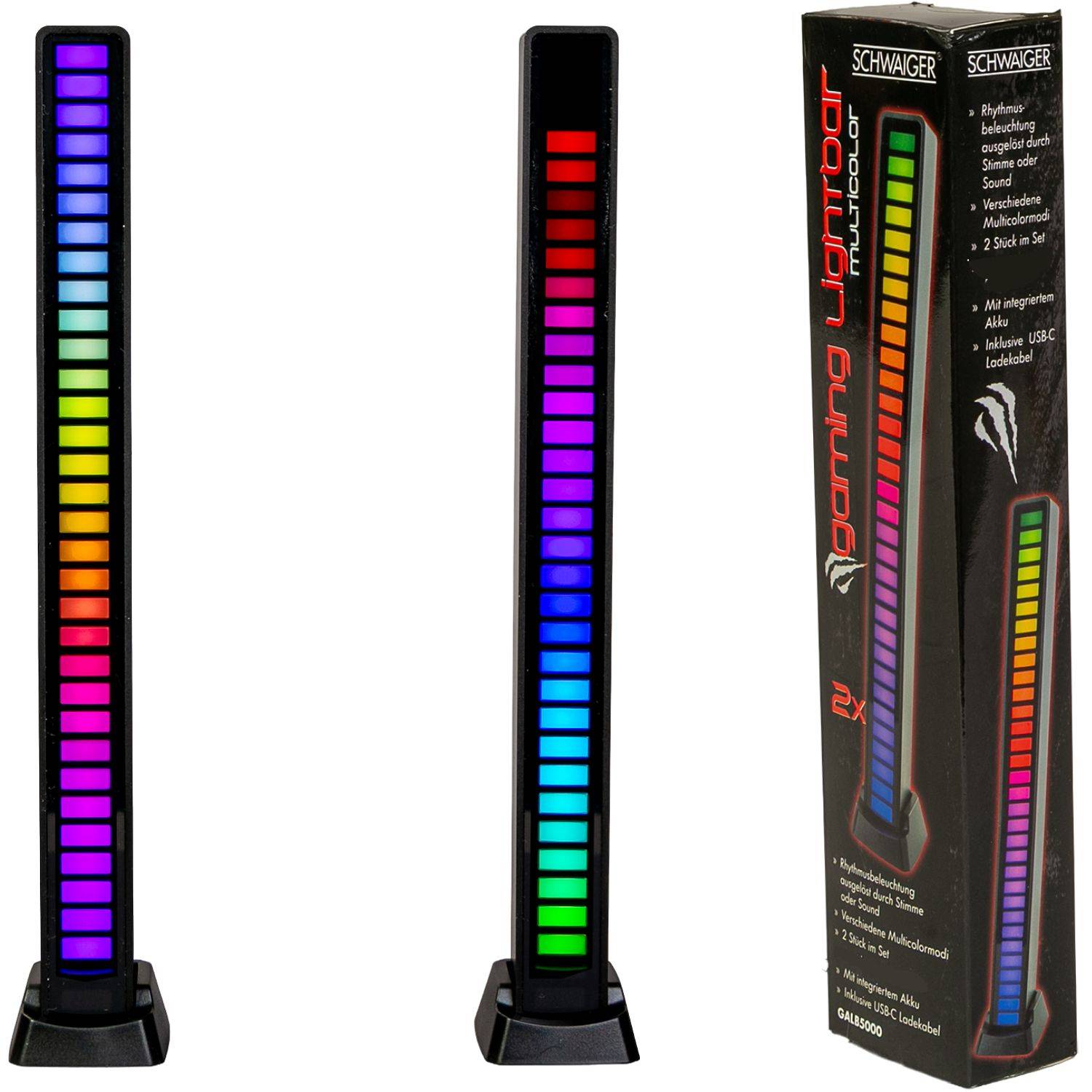 2er Set Gaming Light-Bar mit Akku