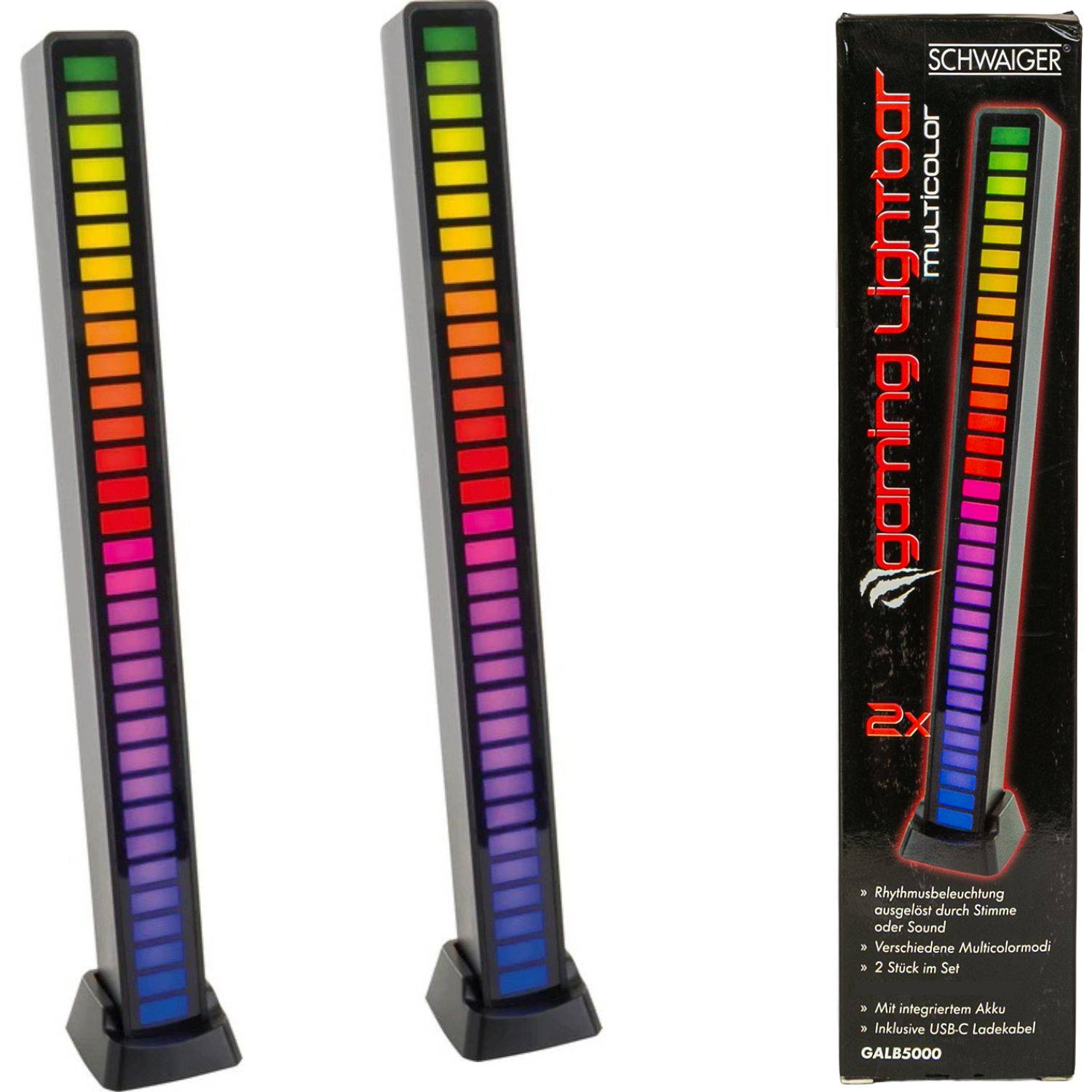 2er Set Gaming Light-Bar mit Akku