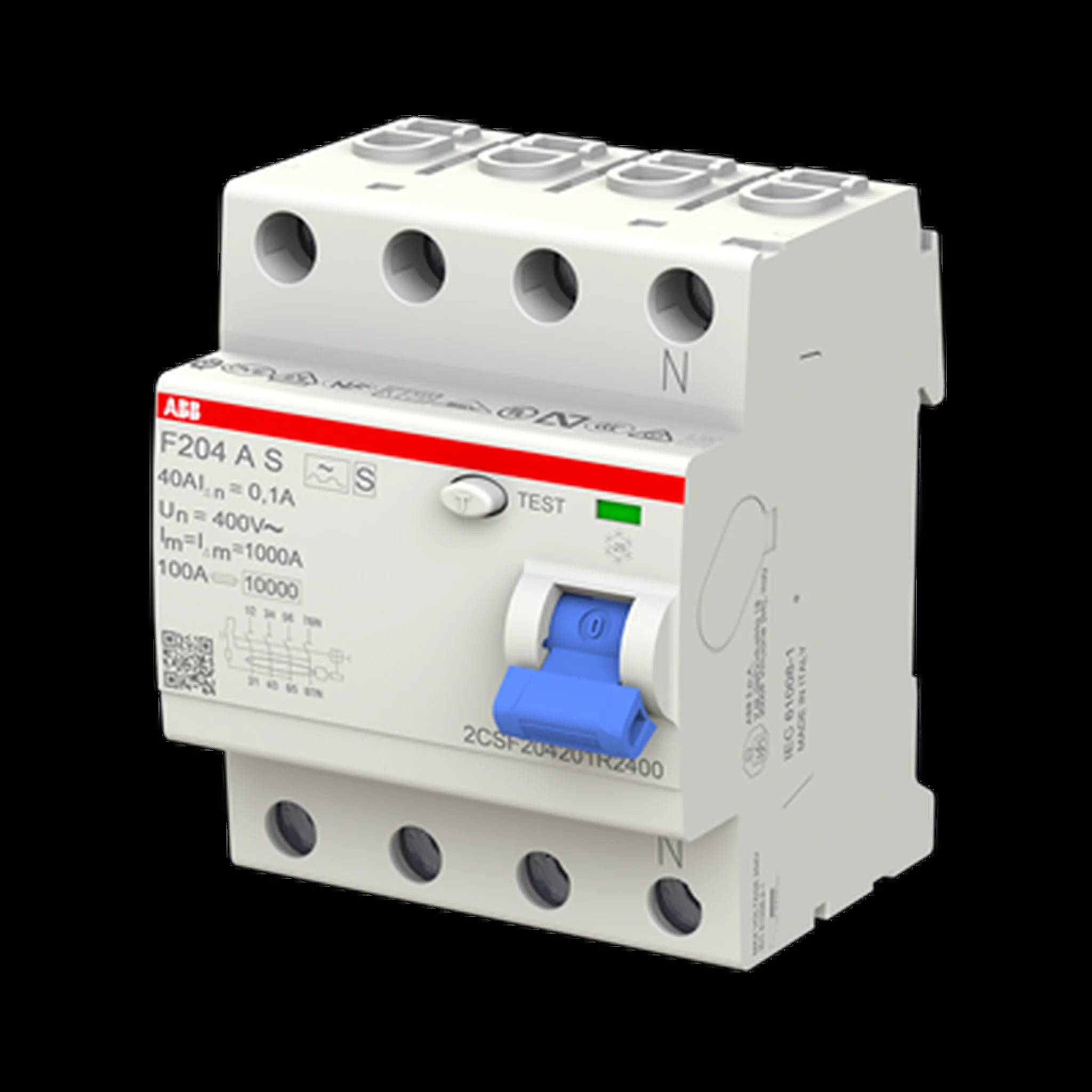ABB FI-Schalter selektiv 40A/4pol/100mA ABB F204 A S-40/0.1, 1 Stk.