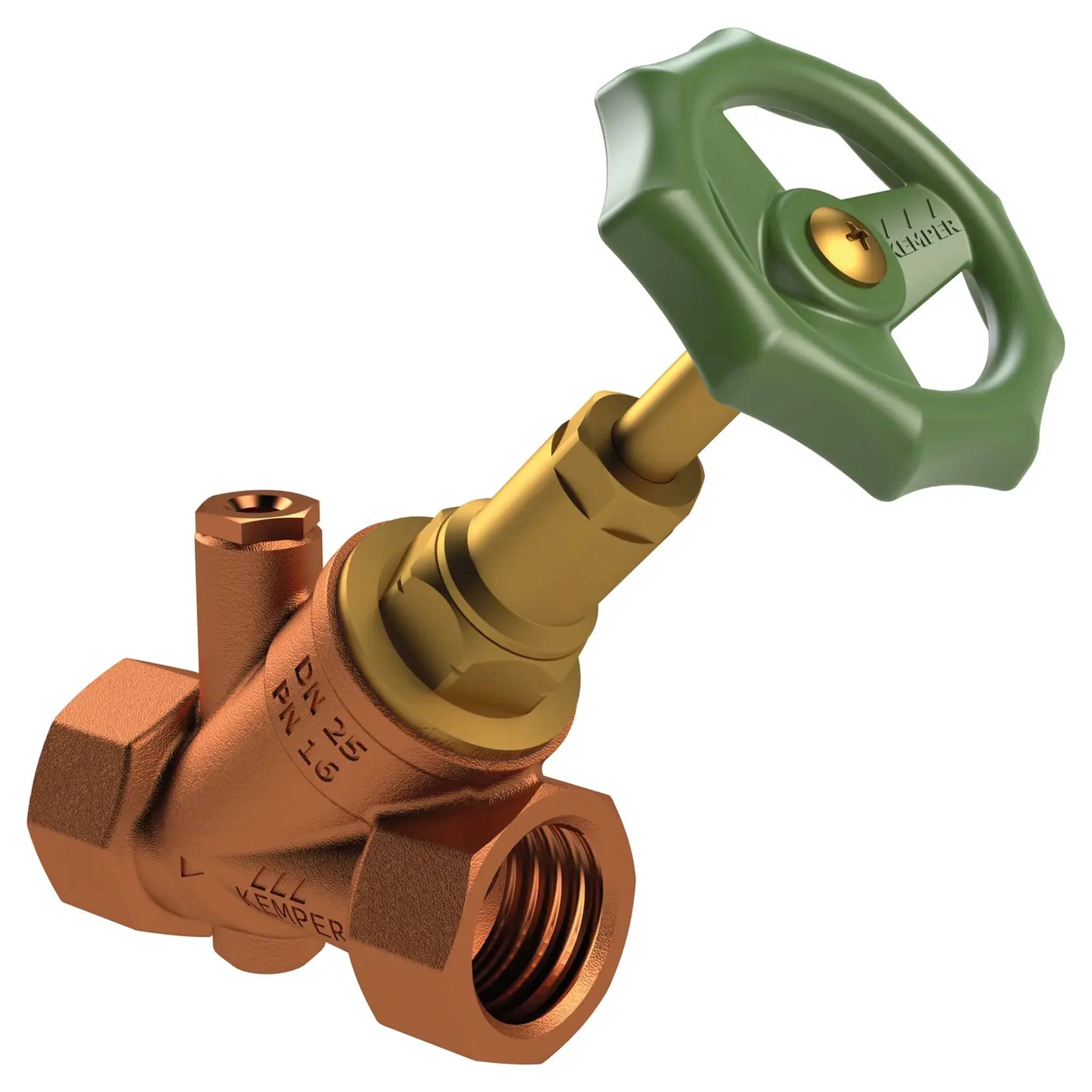 Kemper STANDARD Freistrom-Absperrventil, RG-ms, mit Entleerstopfen G1/4, IG DN32, 1 Stk.