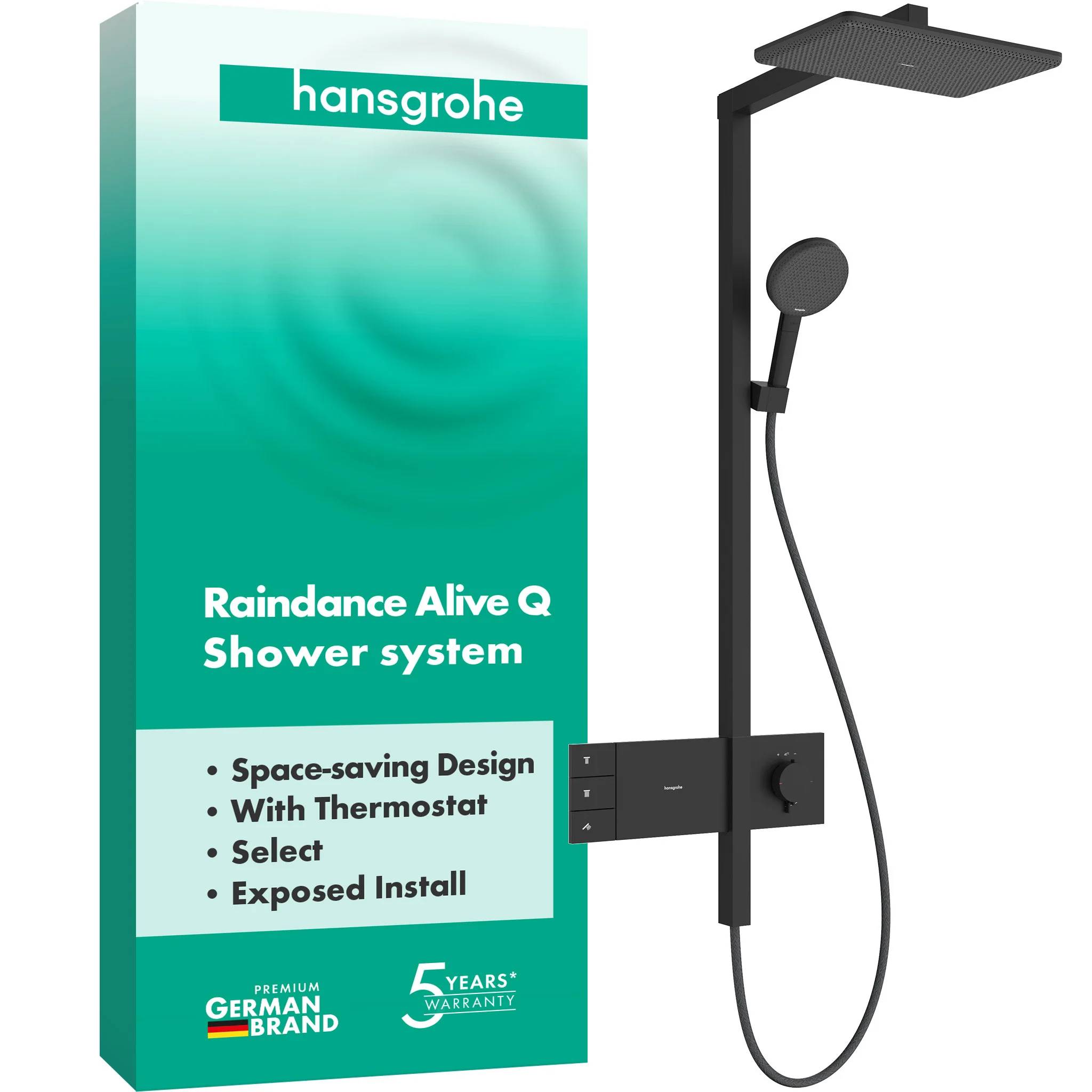 hansgrohe Raindance Alive Q Showerpipe 210/340 2jet mit ShowerSelect Comfort, Mattschwarz