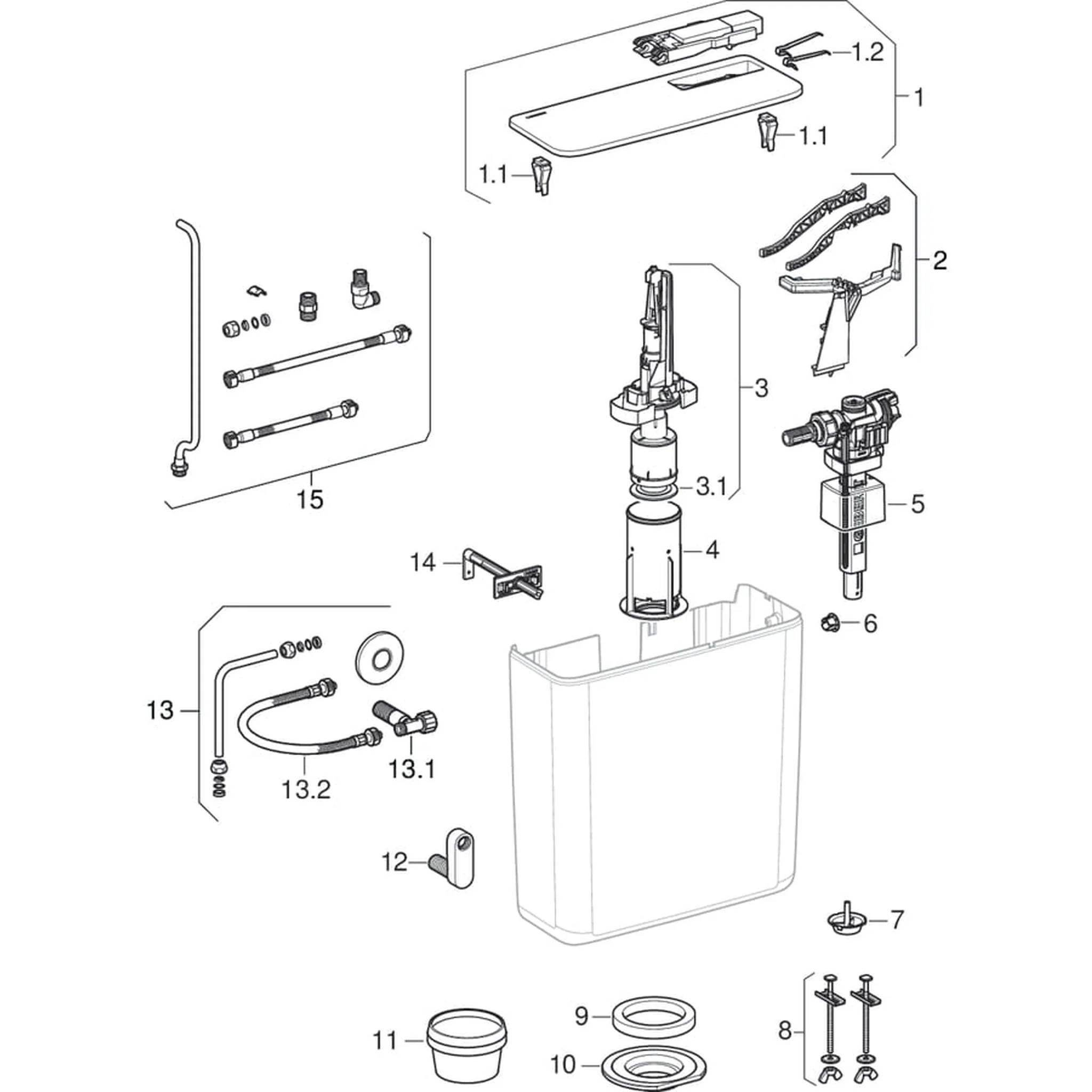 Geberit Spülkasten AP128, 2-Mengen weiss, 1 Stk.