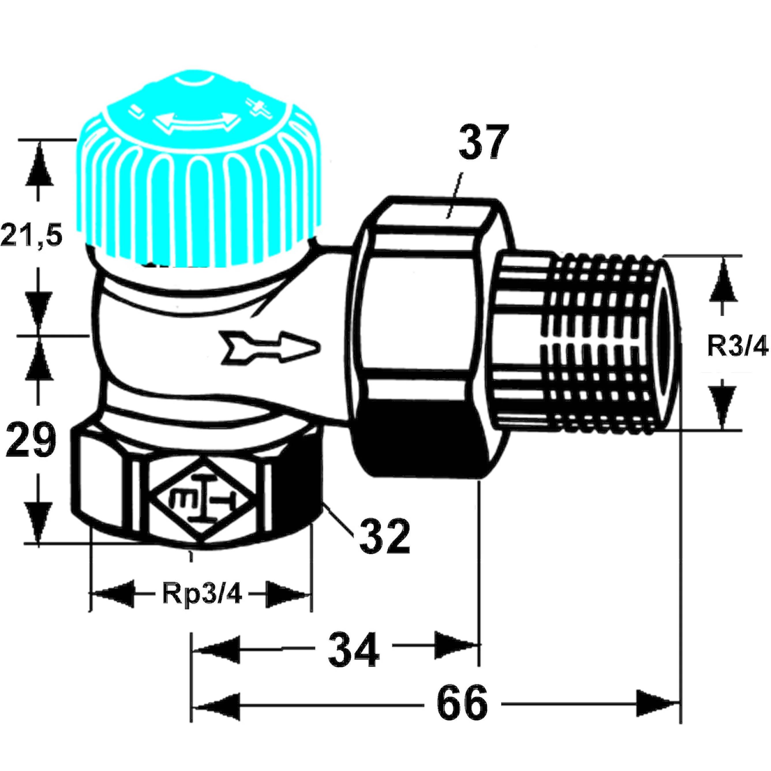 IMI Heimeier Thermostatventil Eckform 3/4 Zoll, 1 Stk.