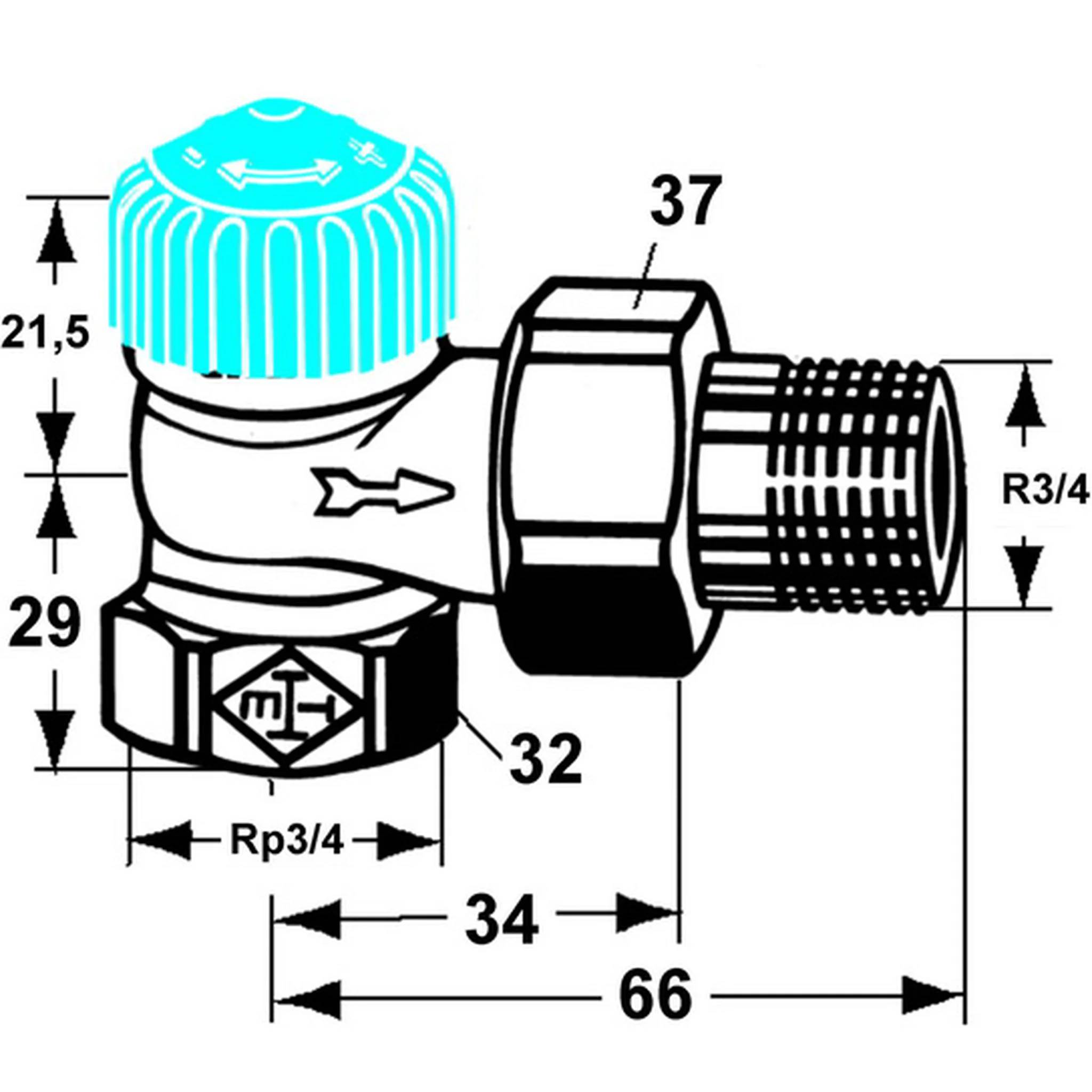 IMI Heimeier Thermostatventil Eckform 3/4 Zoll, 1 Stk.