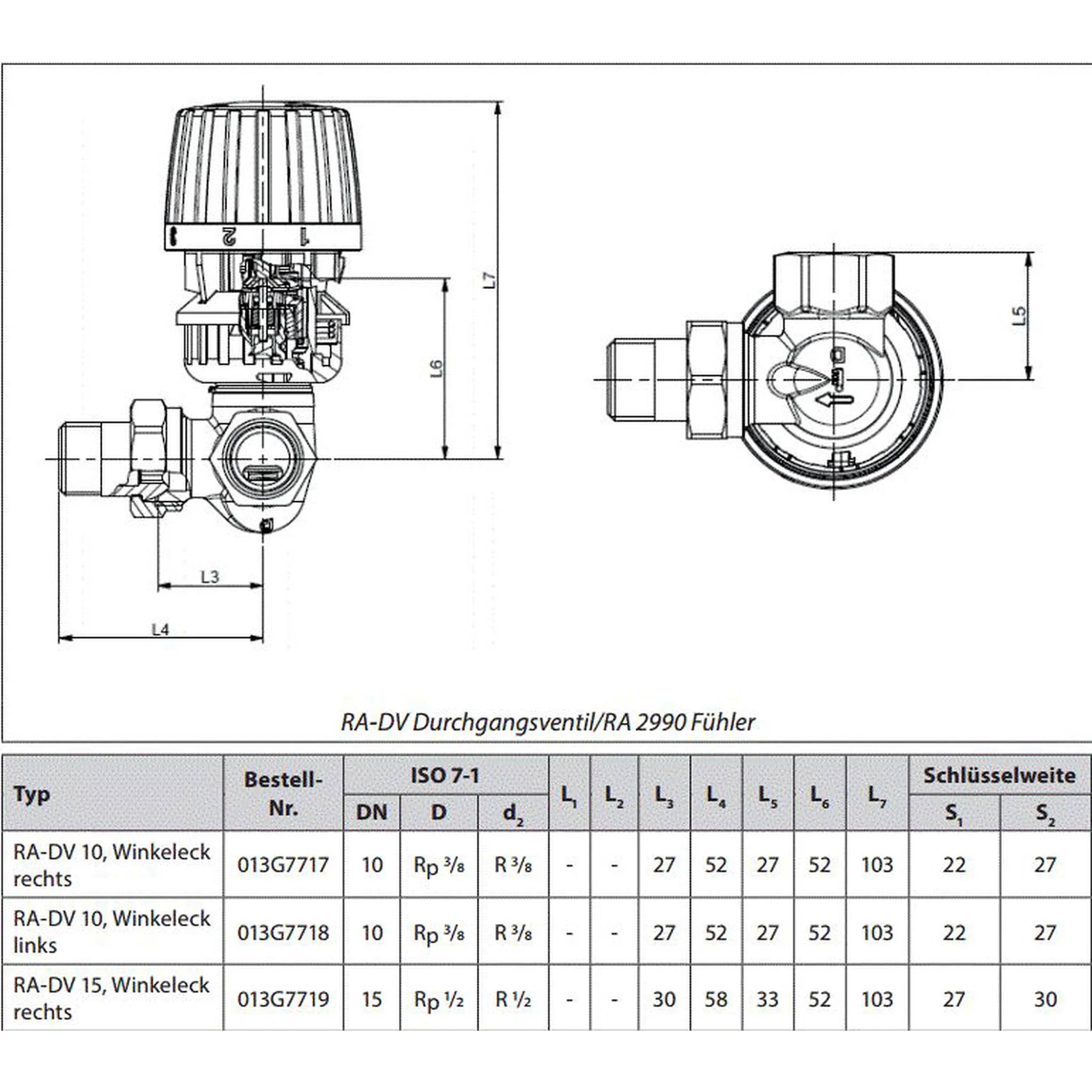 Danfoss Dynamic Valve RA-DV 15 druckunabhängig, R 1/2, WE re,vernickelt, 1 Stk.