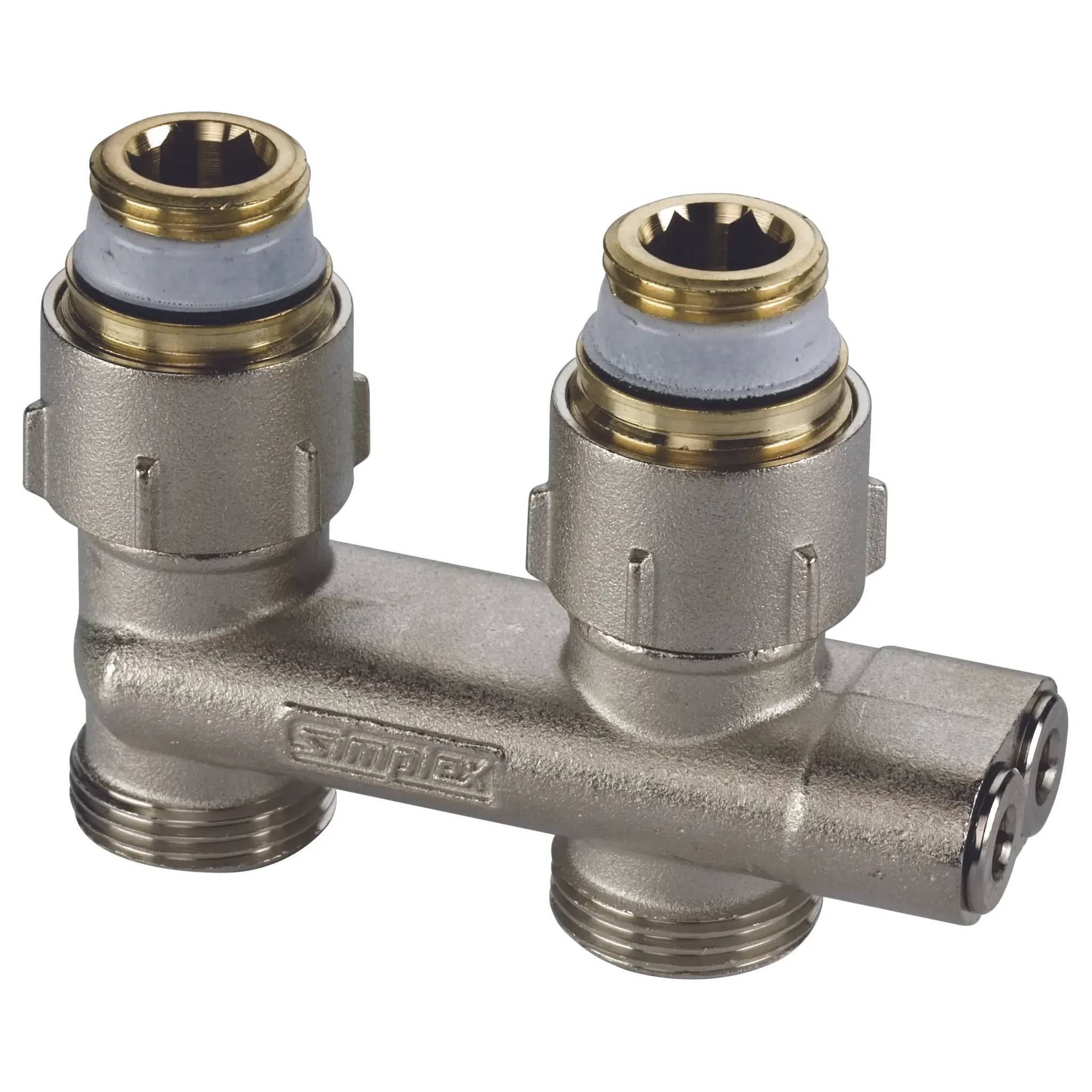 Aalberts Umlenkstück D1/50 für 1/2 Zoll IG D-form m. Absperrung vernickelt, 1 Stk.