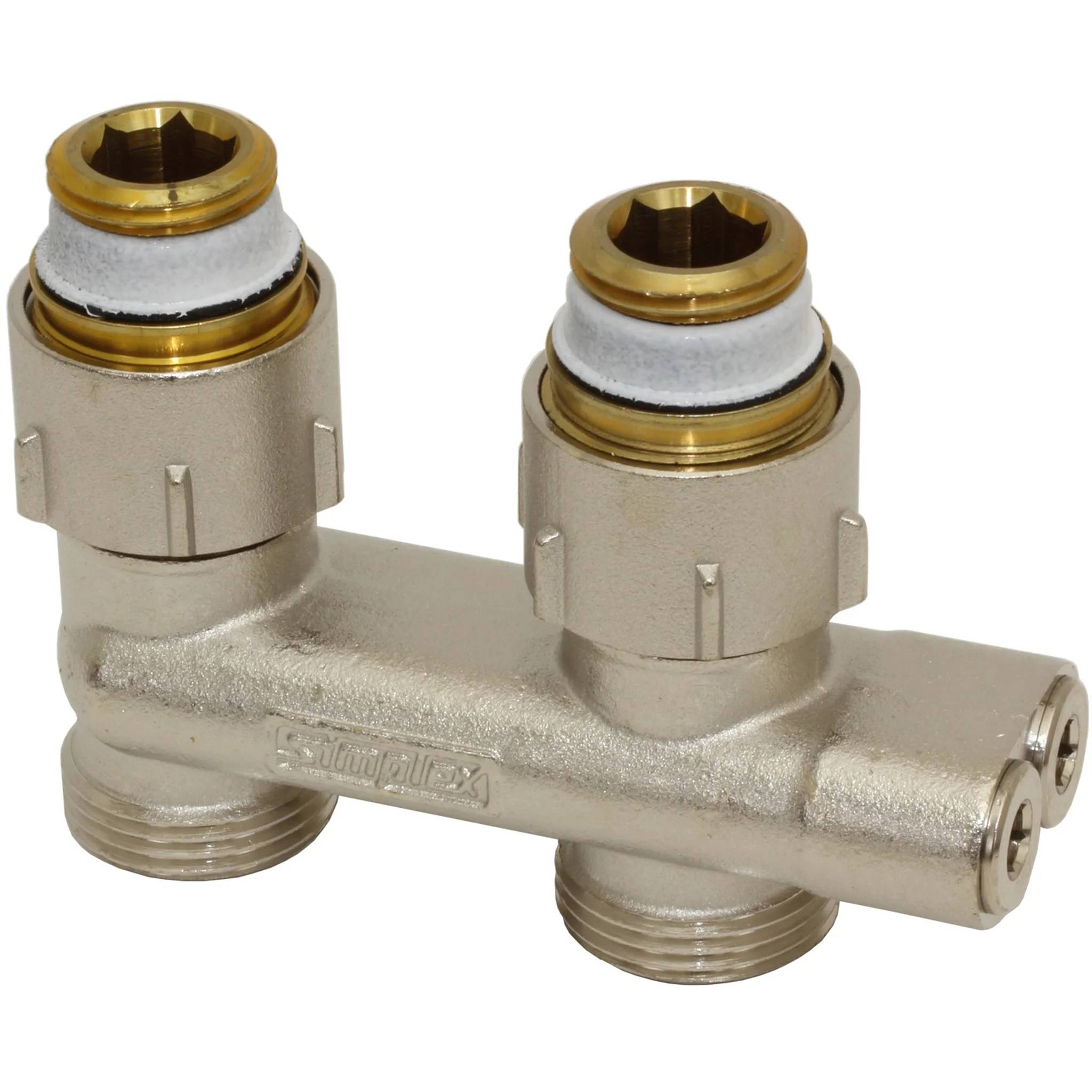 Aalberts Umlenkstück D1/50 für 1/2 Zoll IG D-form m. Absperrung vernickelt, 1 Stk.