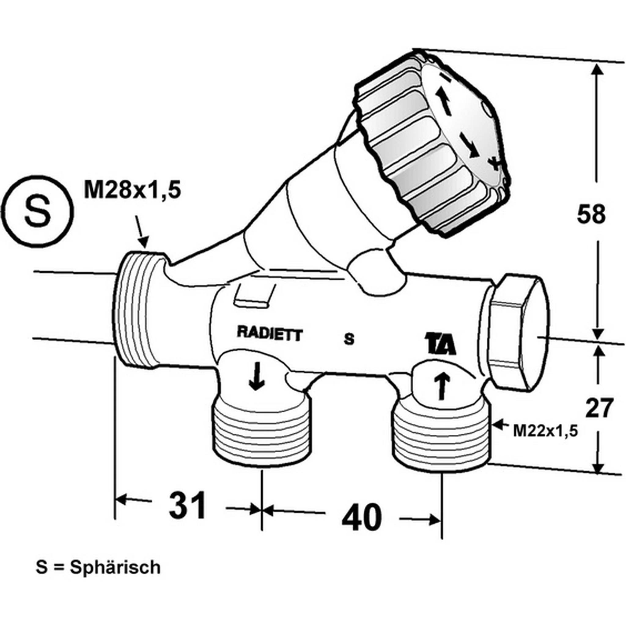 IMI Heimeier Radiett-S M30 Einrohrventil M30x1,5 Nr.50680005, 1 Stk.