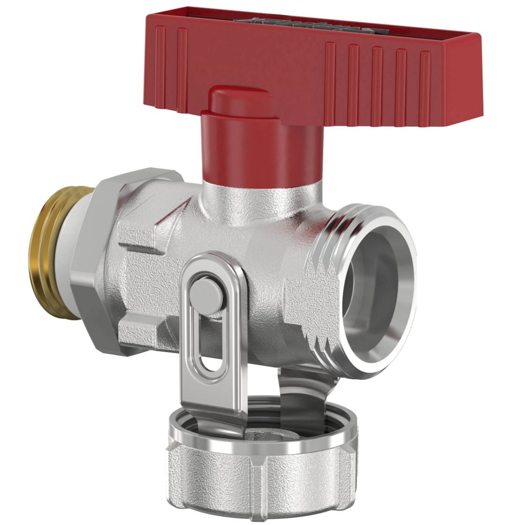 Aalberts KFE-Kugelhahn PN16 G 1/2 Zoll vern. D-form m. Fl.griff o. Schlauchverschraubung, 1 Stk.