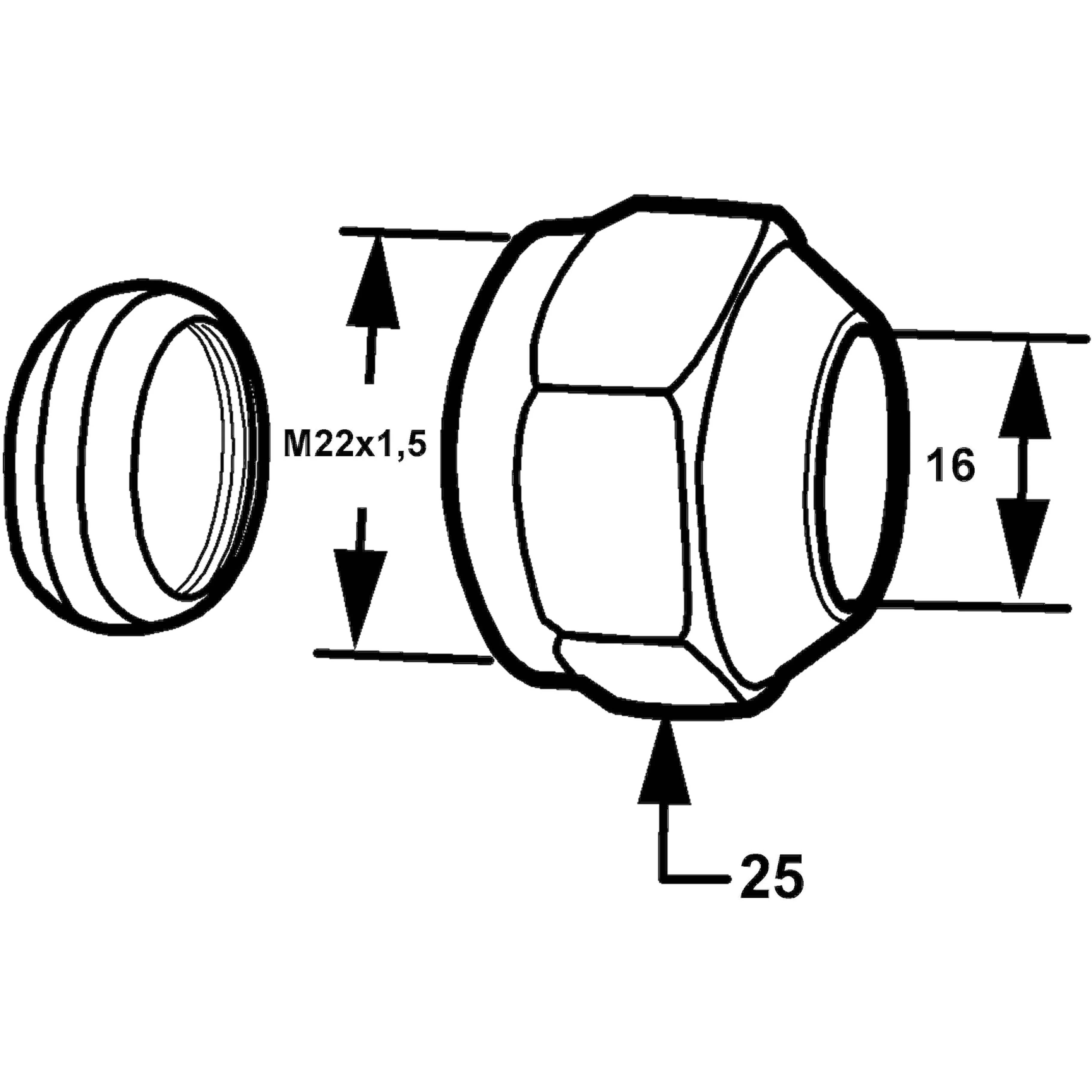 IMI Heimeier Anschlussstück IG M22x16mm Nr.53372416, 1 Stk.