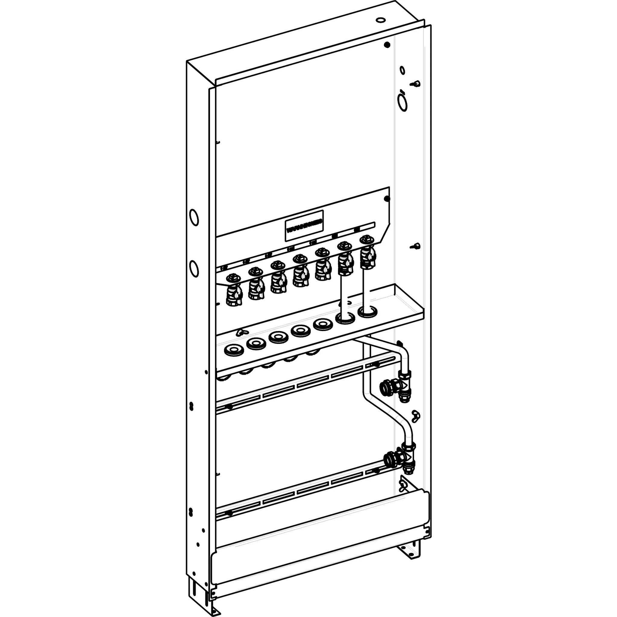 IMI Heimeier Comfort UP-Schrank max. 8 Abgänge mit Rahmen und Tür, 7 Kugelhähnen, 1 Stk.