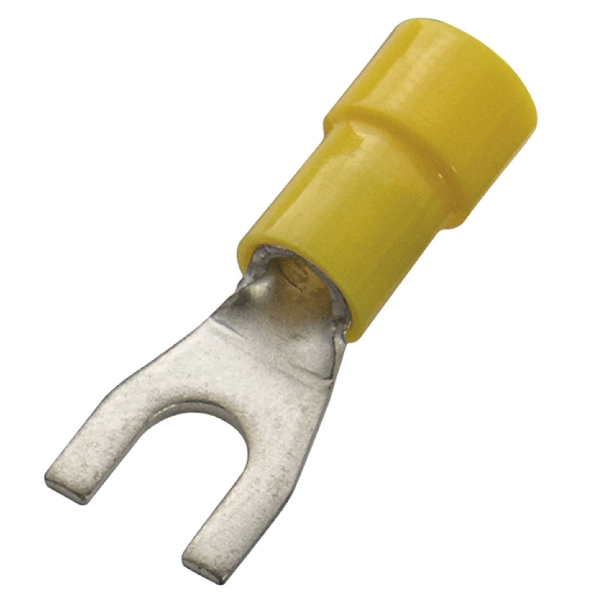 Haupa Gabelkabelschuh gelb isoliert 4 - 6 mm² / M6, Packung mit 100 Stk.