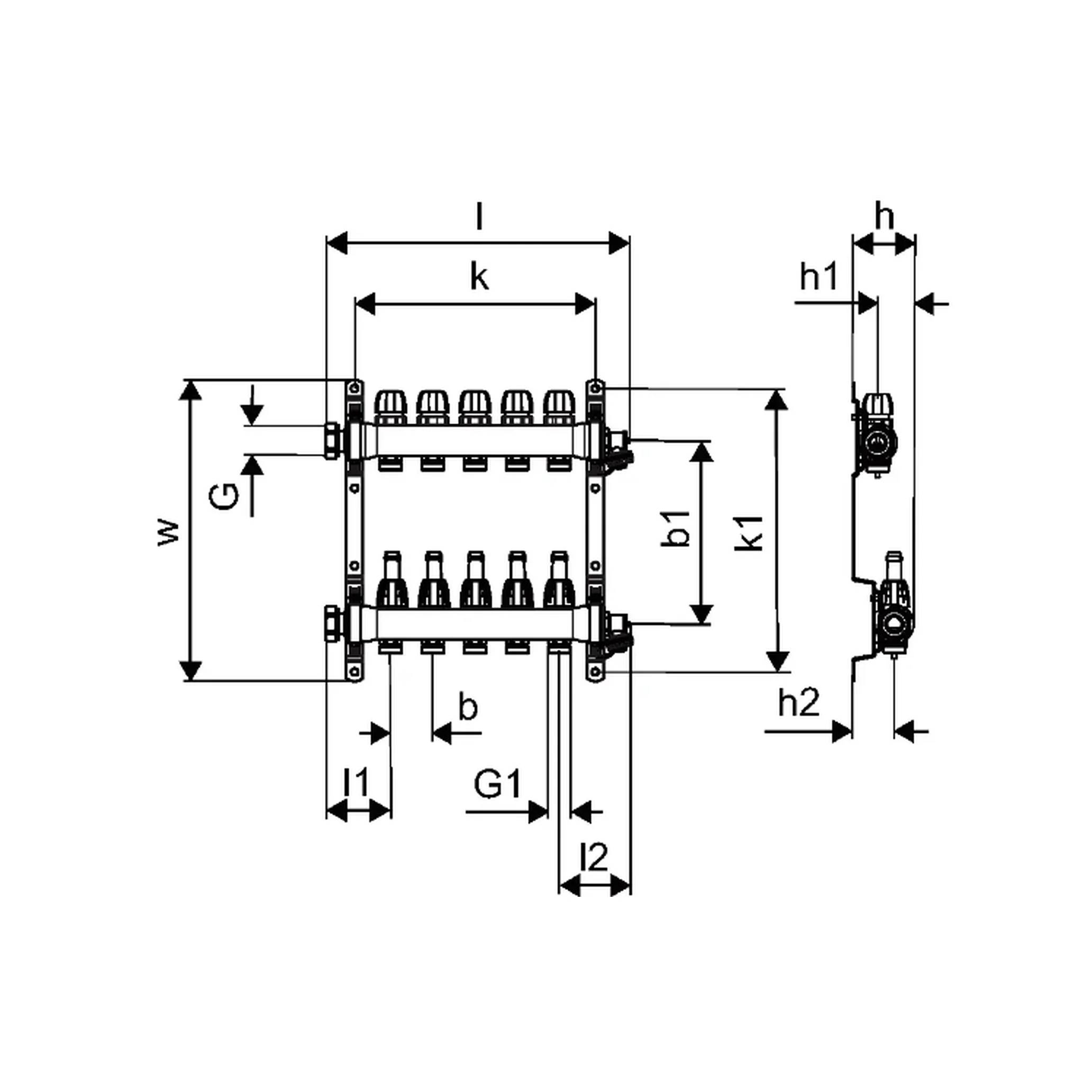 UPONOR Vario S Verteiler, FM, 7xG3/4, Euro, G1, 1 Stk.