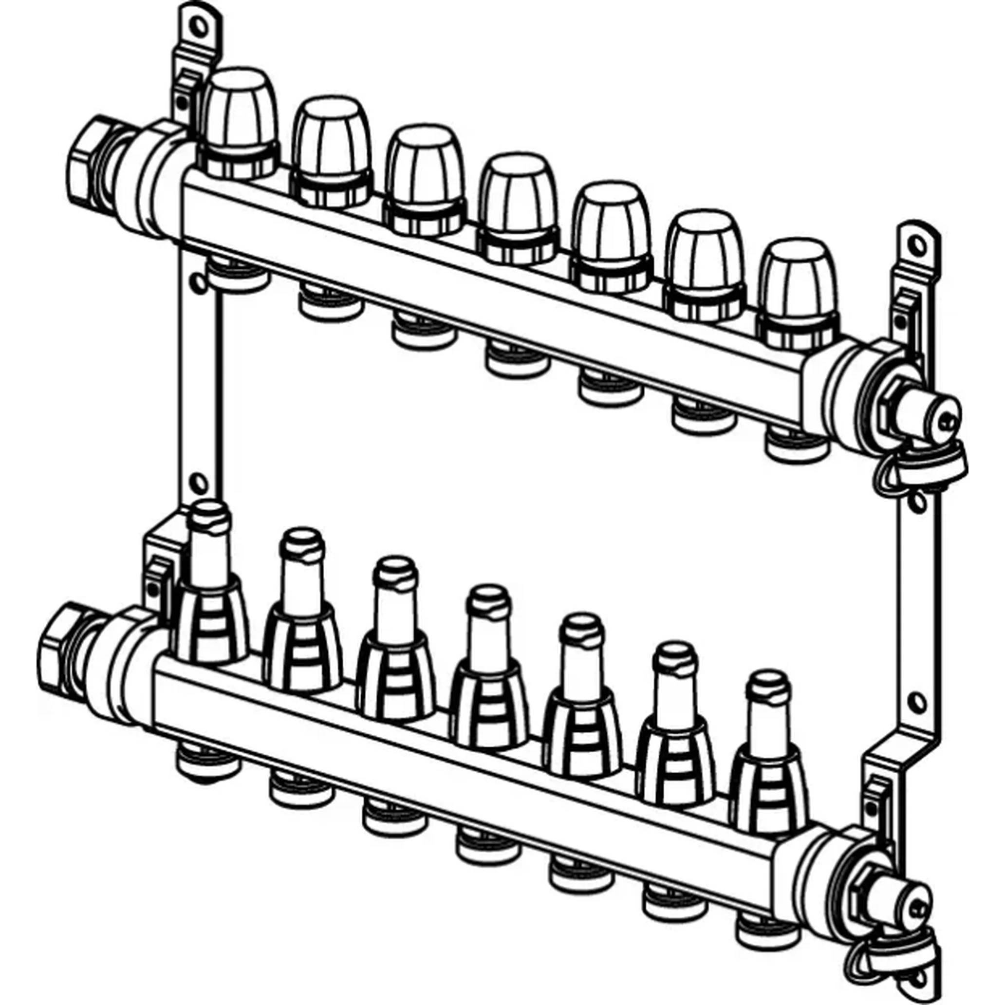 UPONOR Vario S Verteiler, FM, 7xG3/4, Euro, G1, 1 Stk.