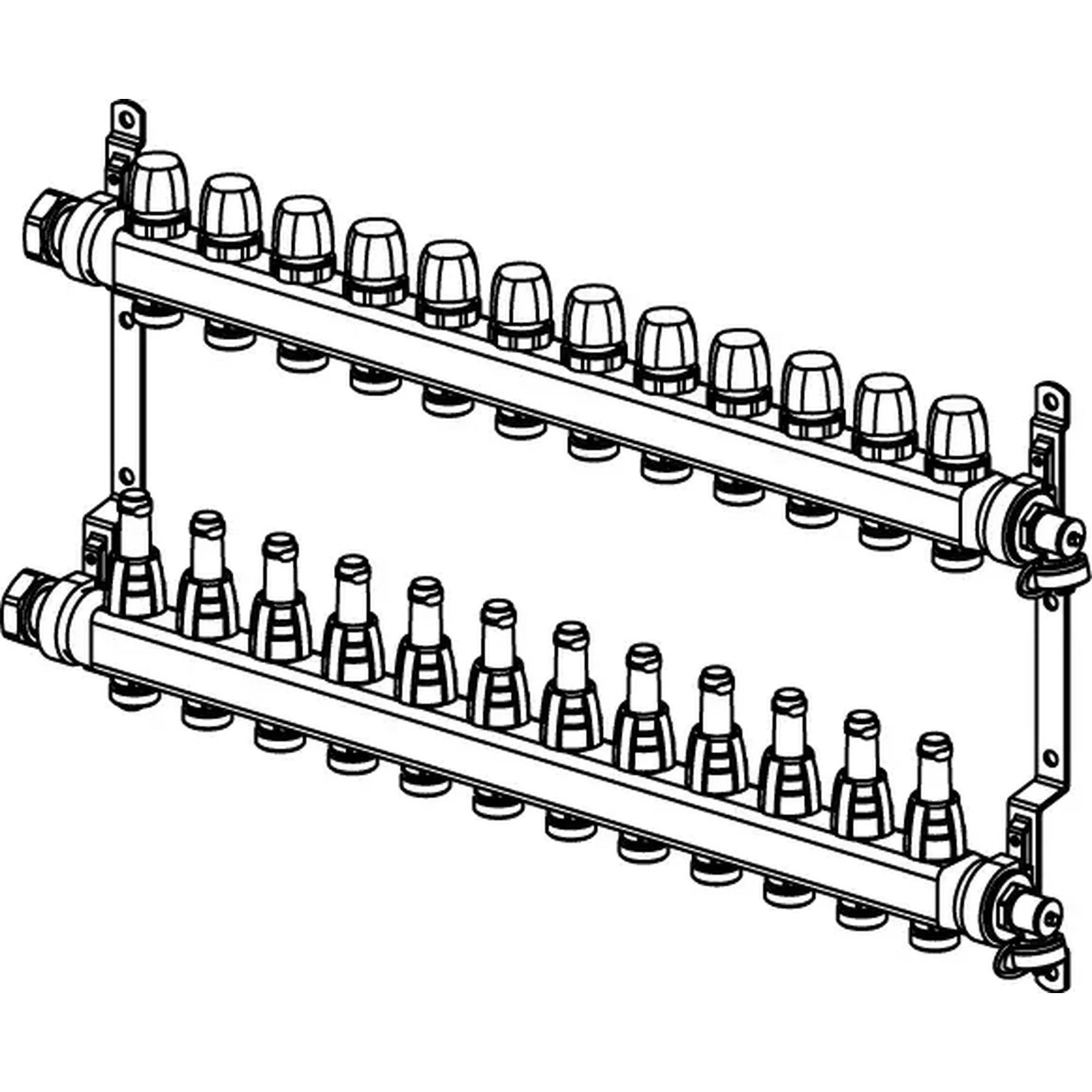 UPONOR Vario S Verteiler FM, 12xG3/4, Euro, G1, 1 Stk.