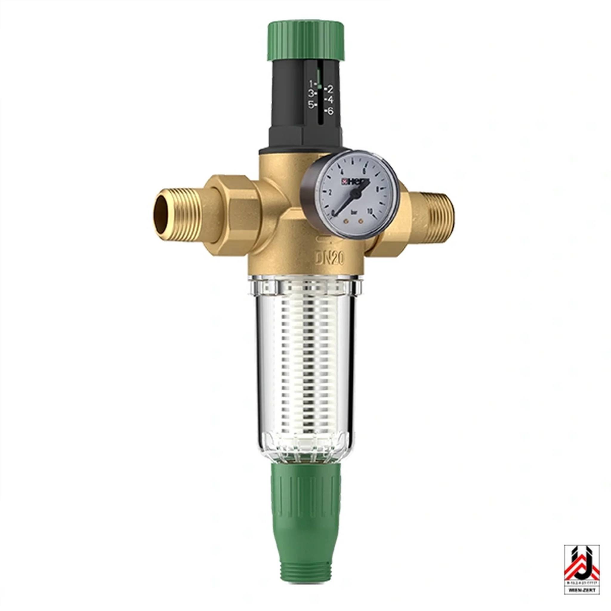 Herz Trinkwasserfilter, DN25, 1` AG, rückspülbar, Druckreduzierer, 1 Stk.