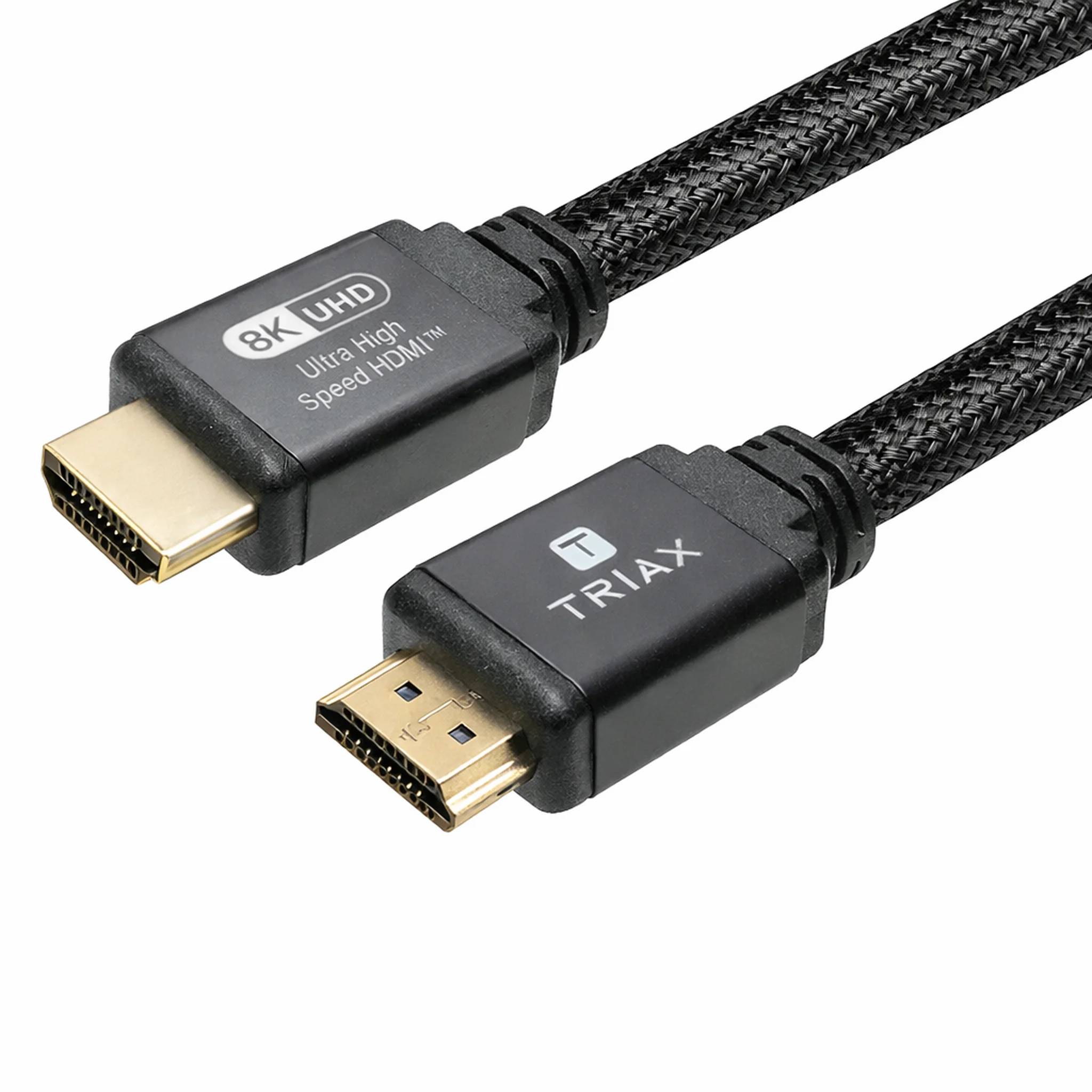 Zwei geflochtene HDMI-Kabel nebeneinander angeordnet, beschriftet mit „8K UHD Ultra High Speed HDMI