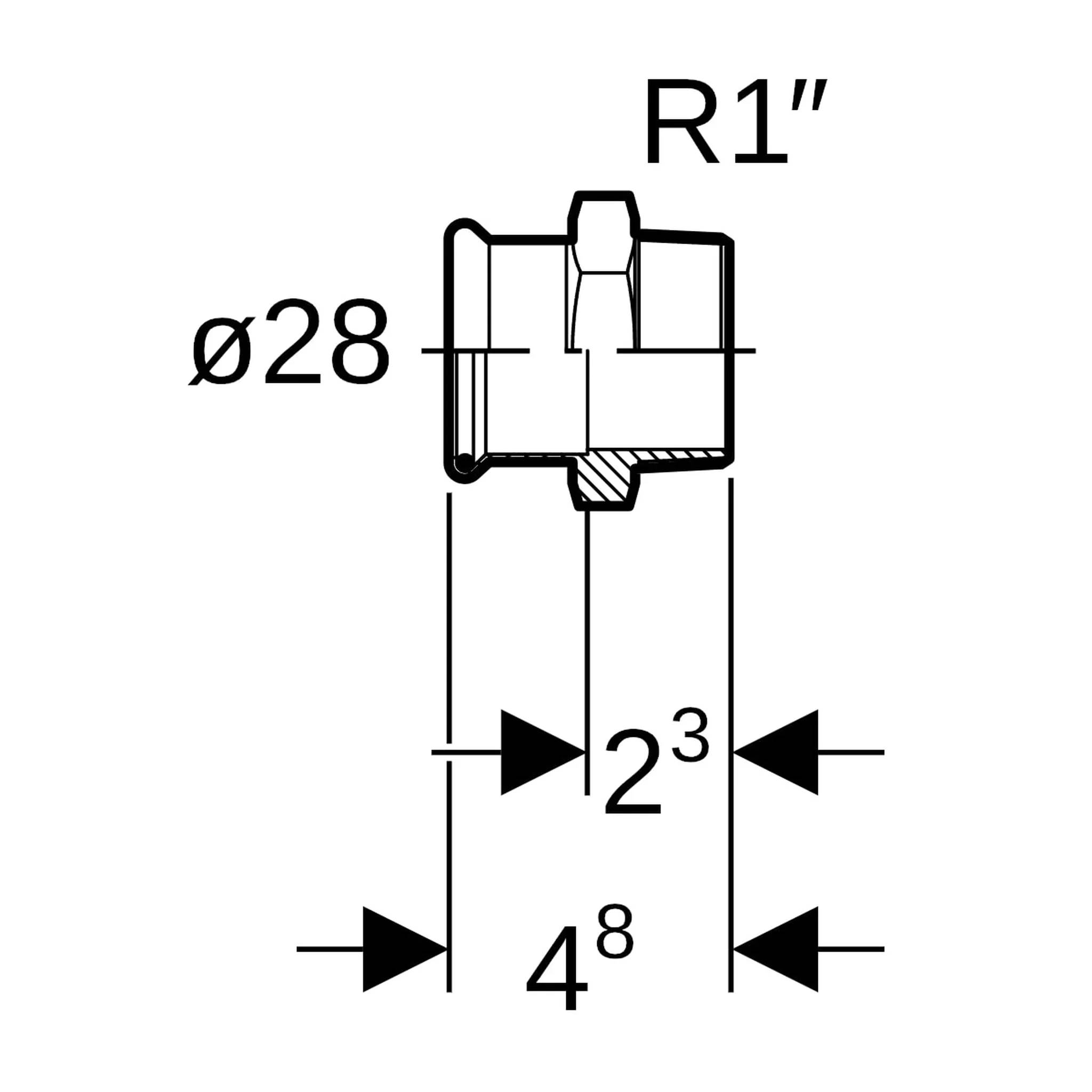 Geberit GE Mapress, Edelstahl, Gas, Uebergang, d28mm, R1, 1 Stk.