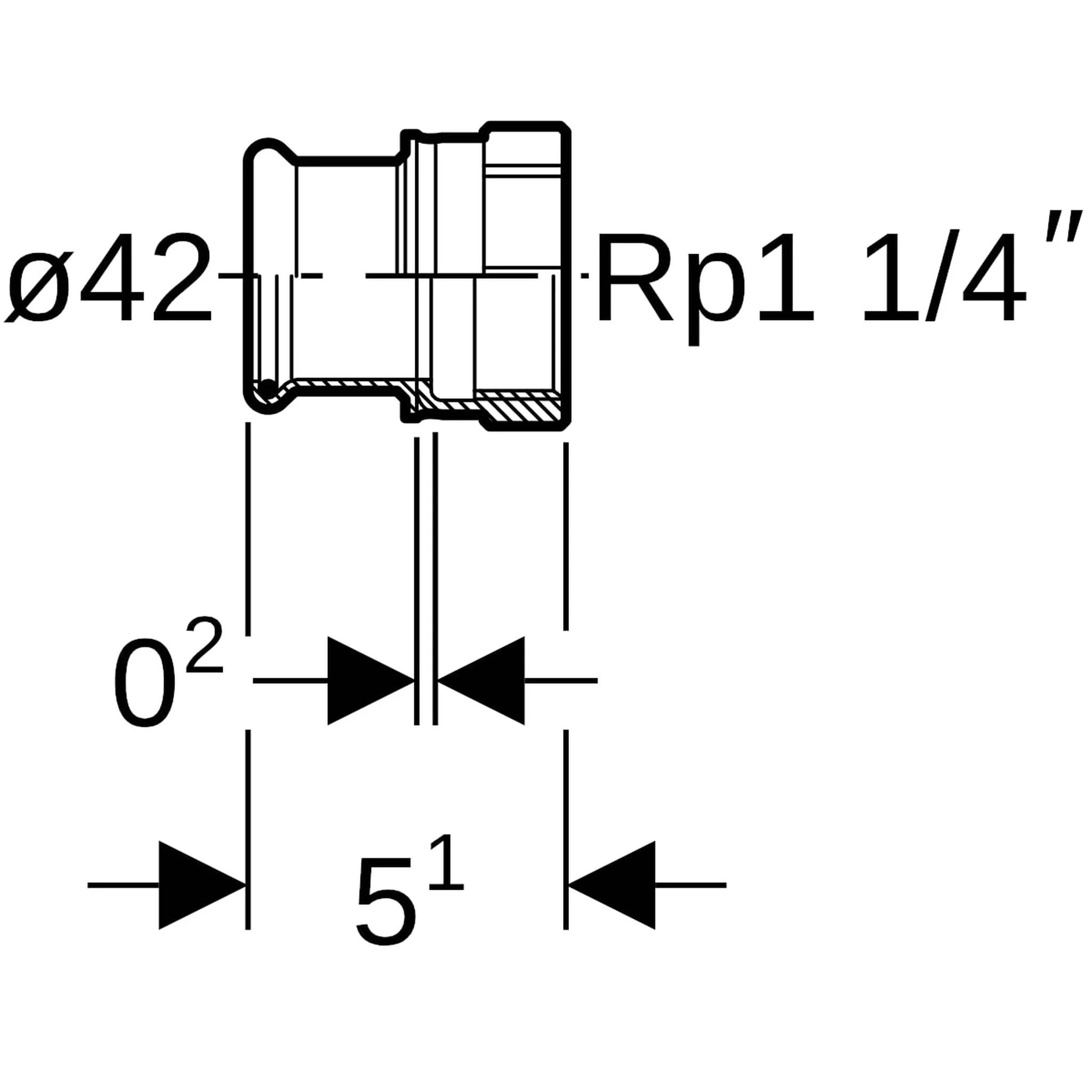Geberit Mapress Uebergang, Edelstahl, d 42 mm, Rp 5/4, 1 Stk.