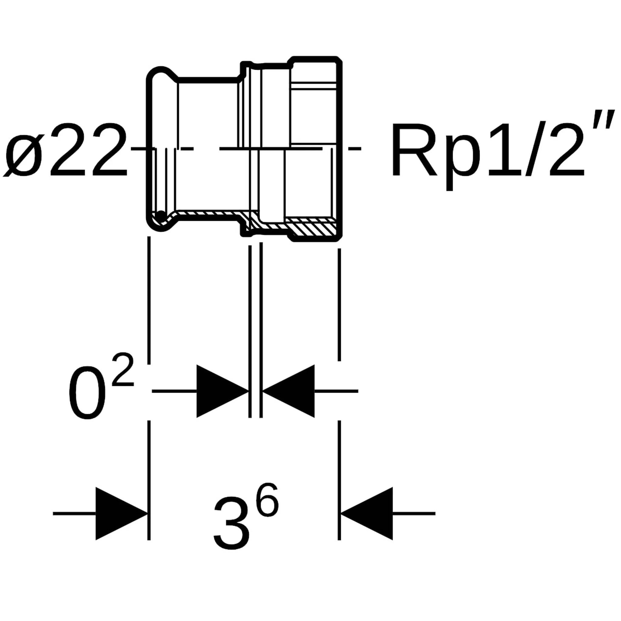 Geberit GE Mapress, Kupfer, Übergang, d 22 mm, Rp 1/2, 1 Stk.