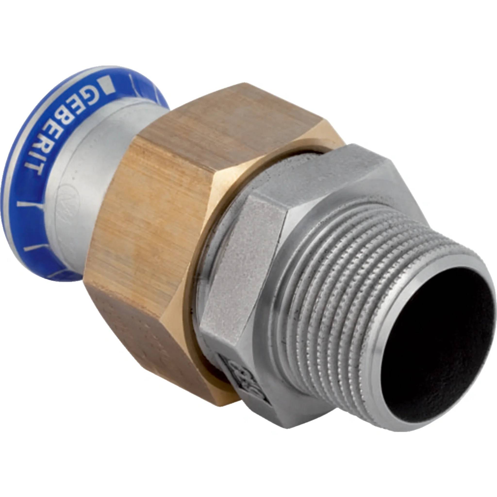 Geberit Mapress ES Messing Übergangsverschraubung mit ÜWM, d22mm, R1, Packung mit 2 Stk.