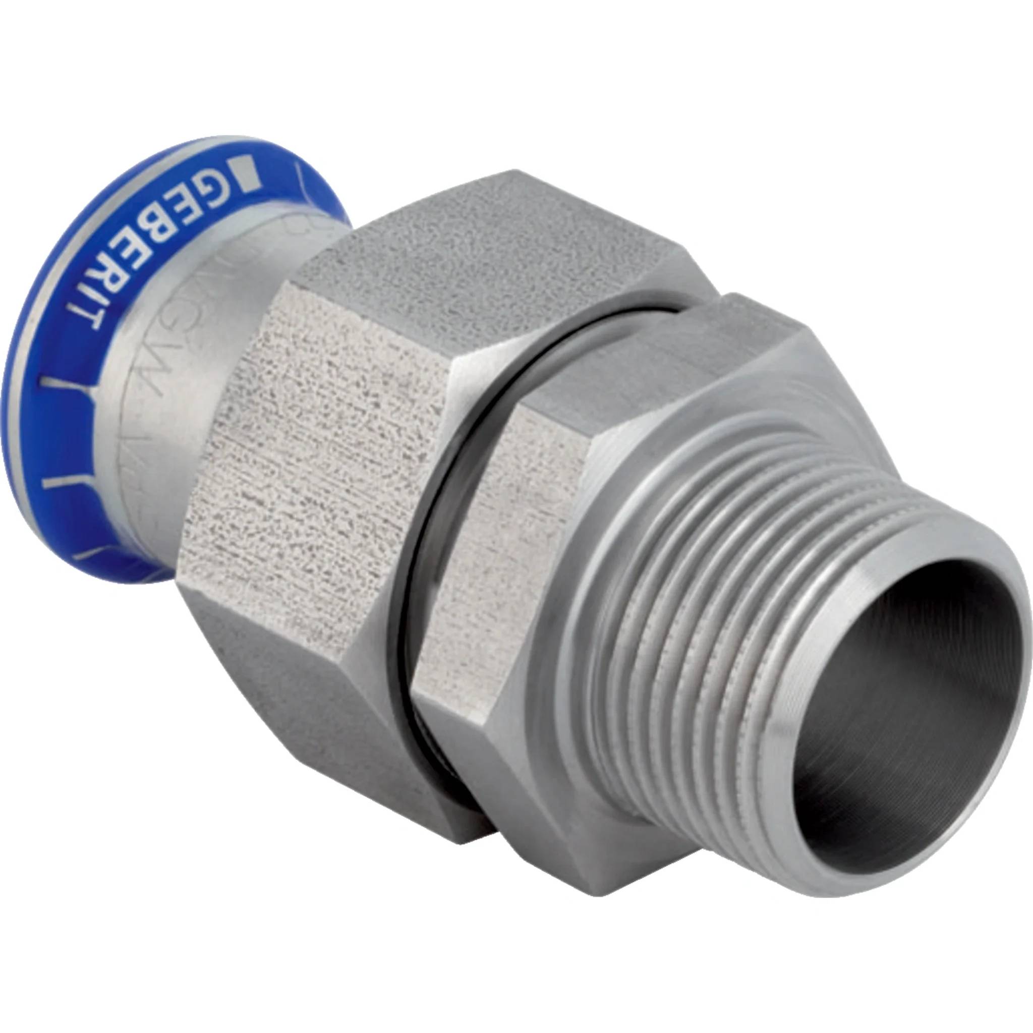 Geberit Mapress ES Edelstahl Übergangsverschraubung mit ÜWM, d15mm, R1/2, Packung mit 2 Stk.