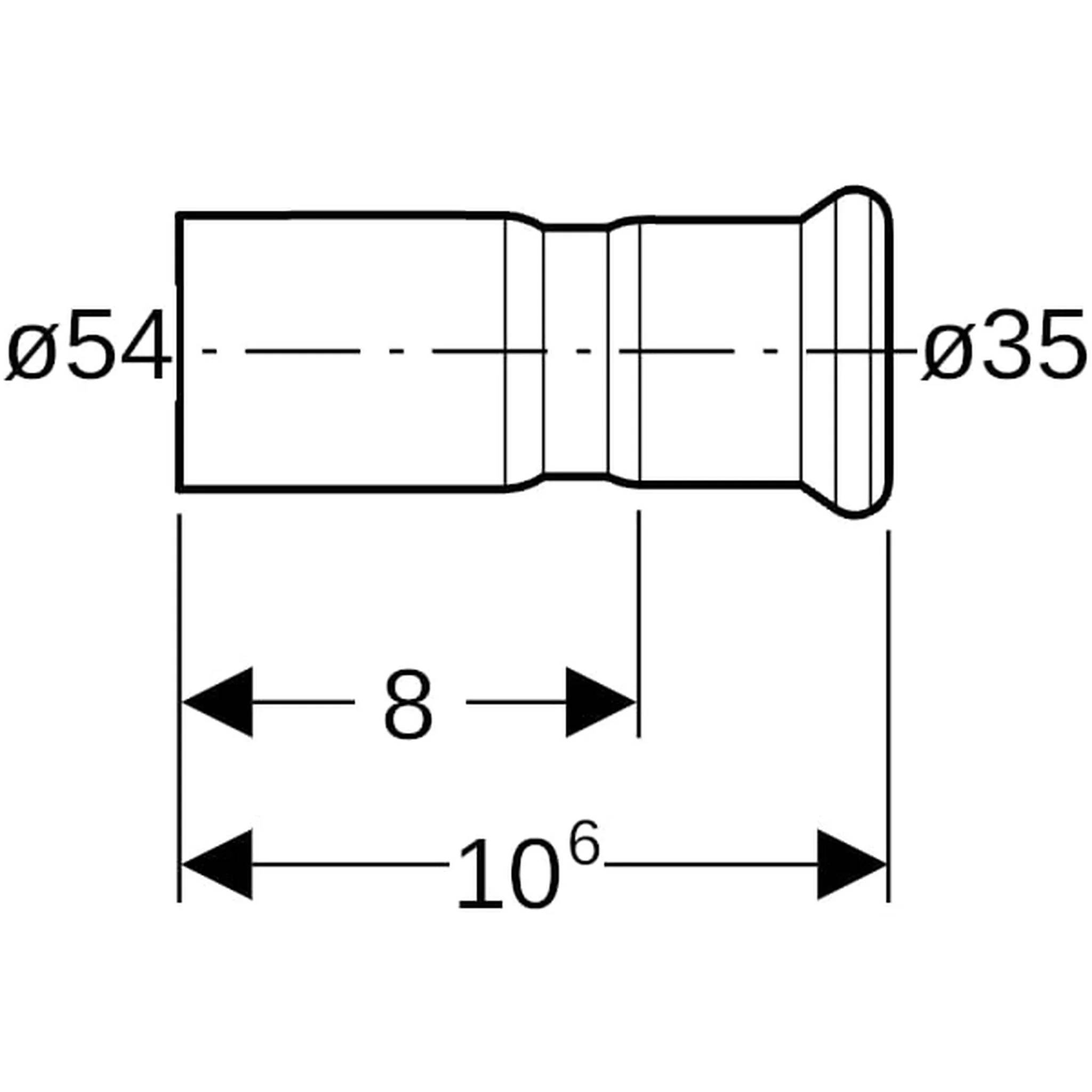 Geberit GE Mapress, Edelstahl, Gas, Reduktion mit Einschubende, d54 x 35mm, 1 Stk.