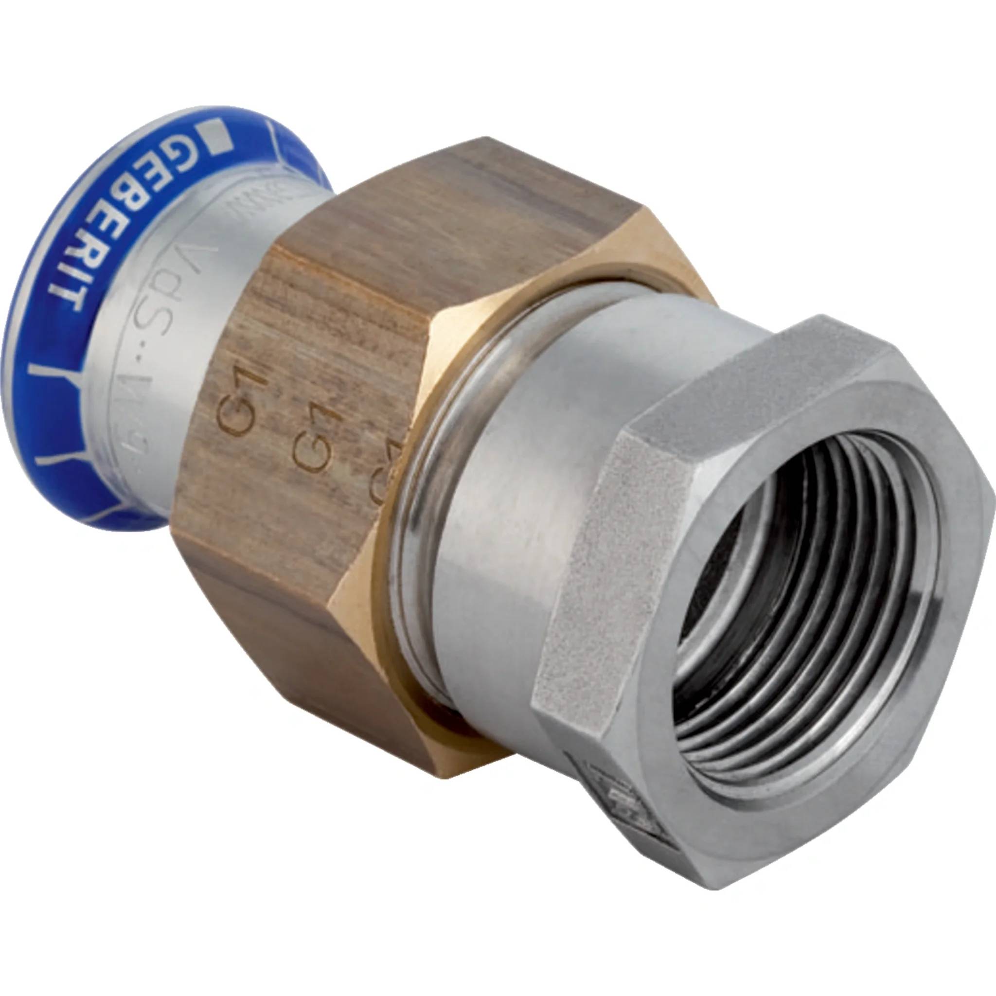 Geberit GE Mapress ES, Uebergangsverschraubung m. UeWM, Messing, d54mm, Rp2, 1 Stk.