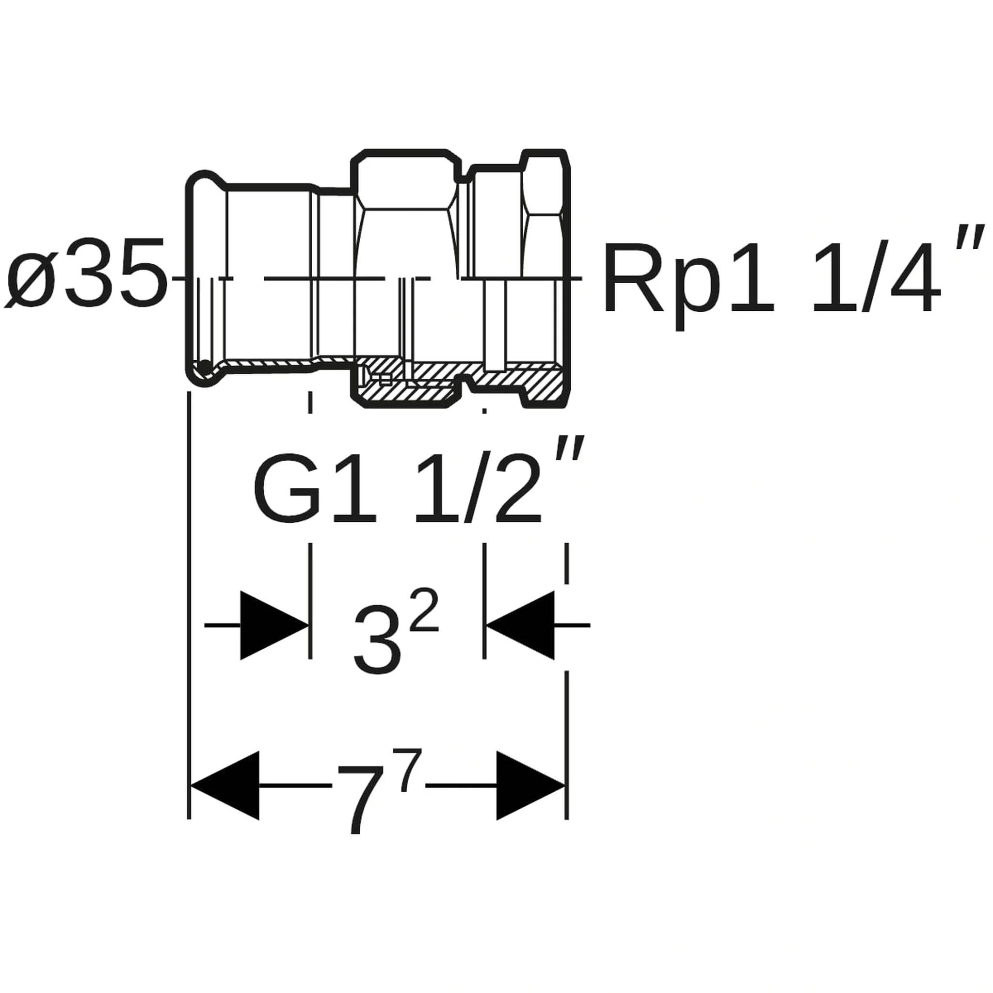 Geberit GE Mapress, Therm Uebergangsverschraubung, d35mm, Rp5/4, NPW, 1 Stk.