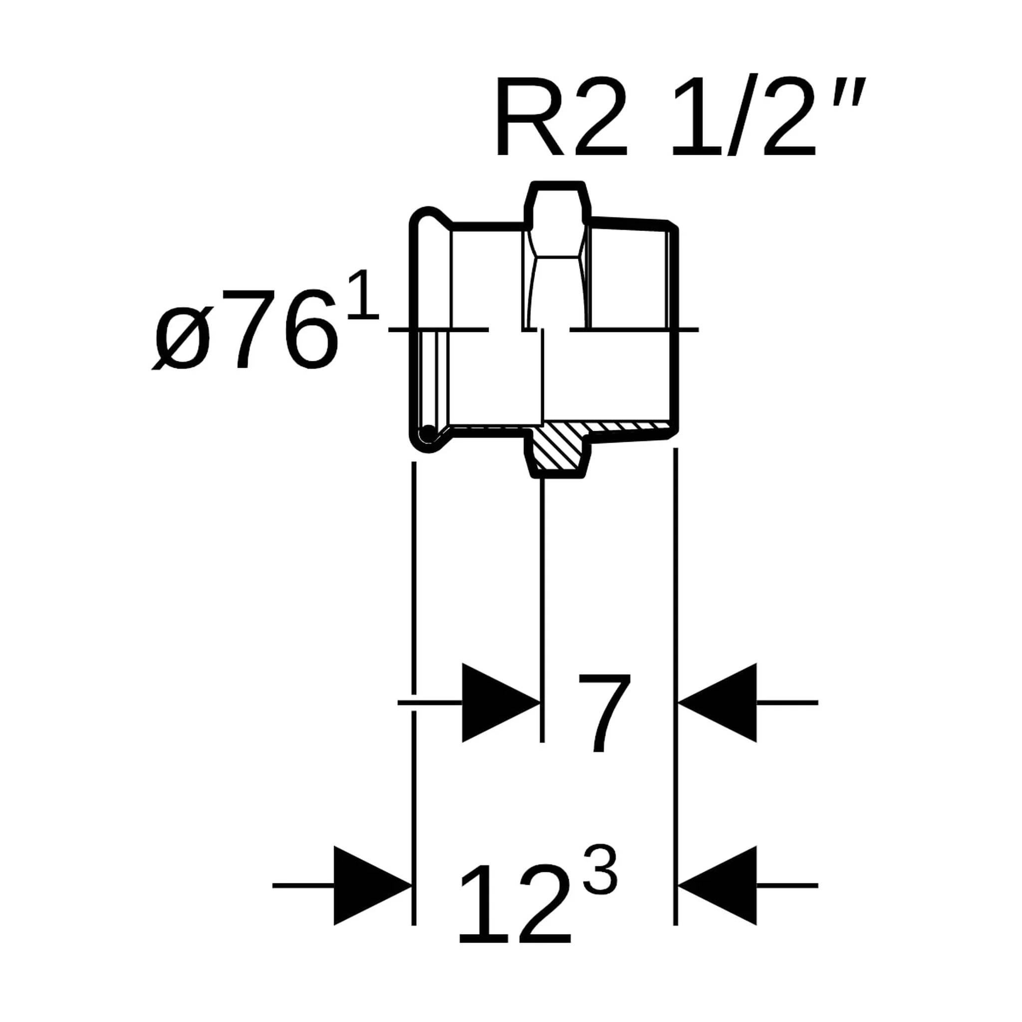 Geberit GE Mapress, Edelstahl, Gas, Uebergang, d76,1mm, R2 1/2, 1 Stk.