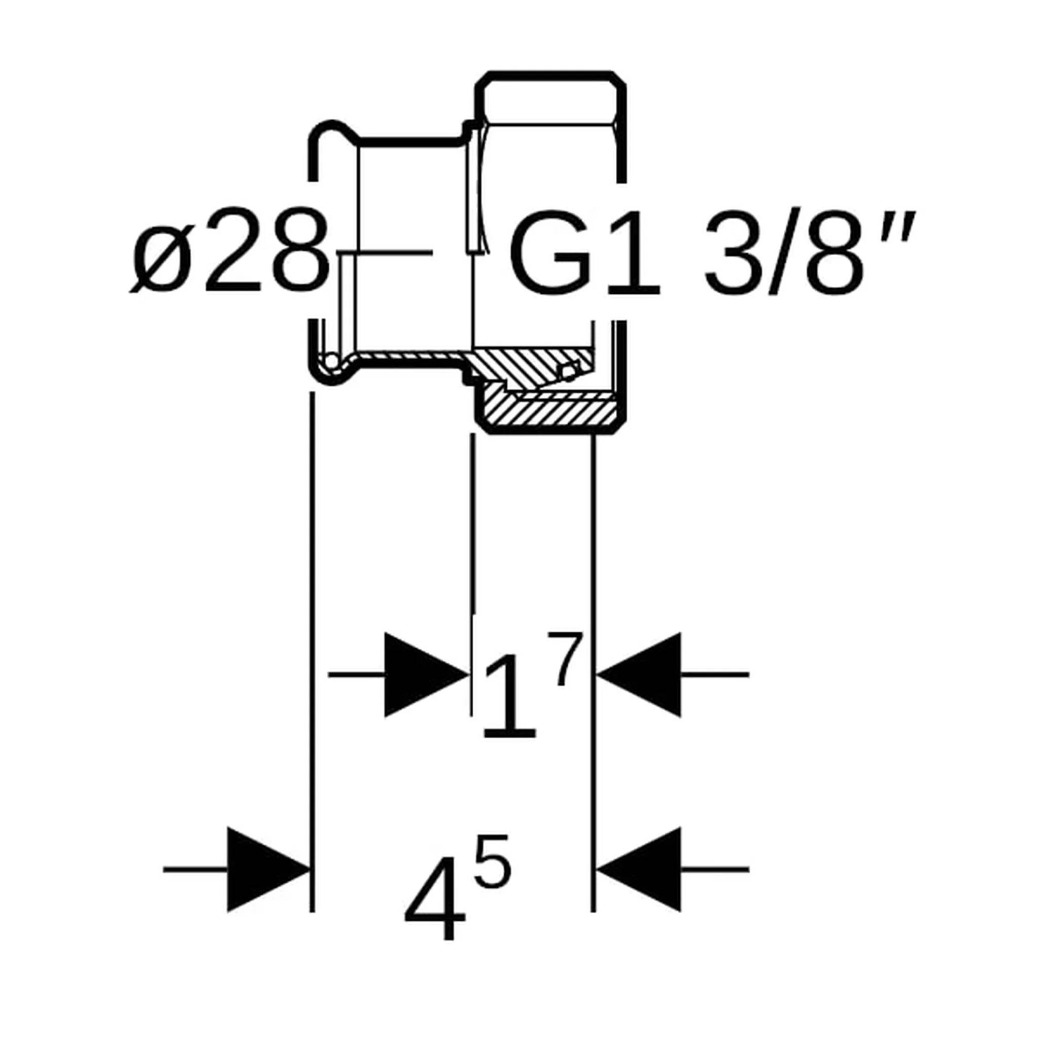 Geberit GE Mapress Übergang, Edelstahl, Gas, konisch dichtend, mit ÜWM, d28mm, G1 3/8, 1 Stk.